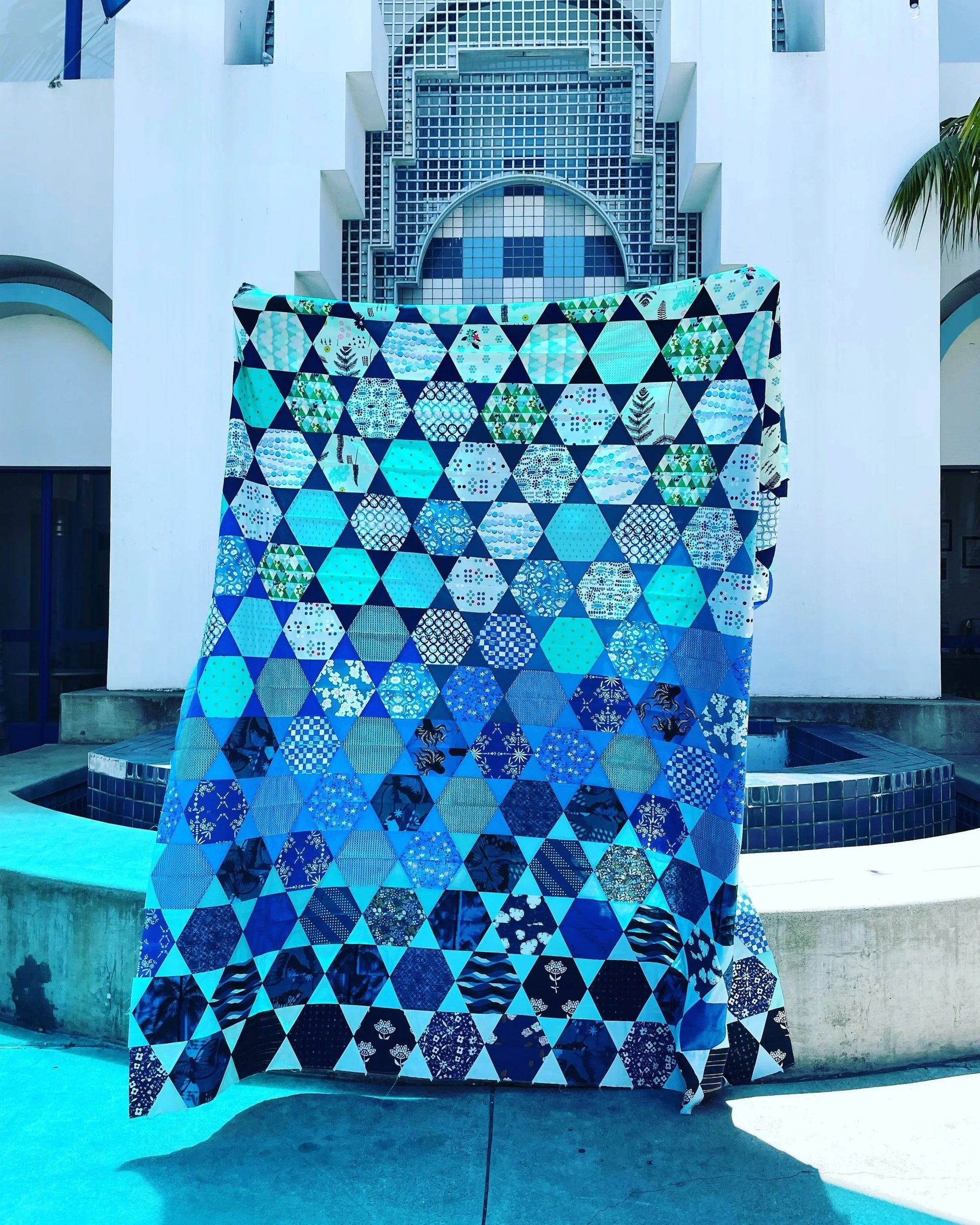 Shimmering Blue Mermaid Scales Quilt