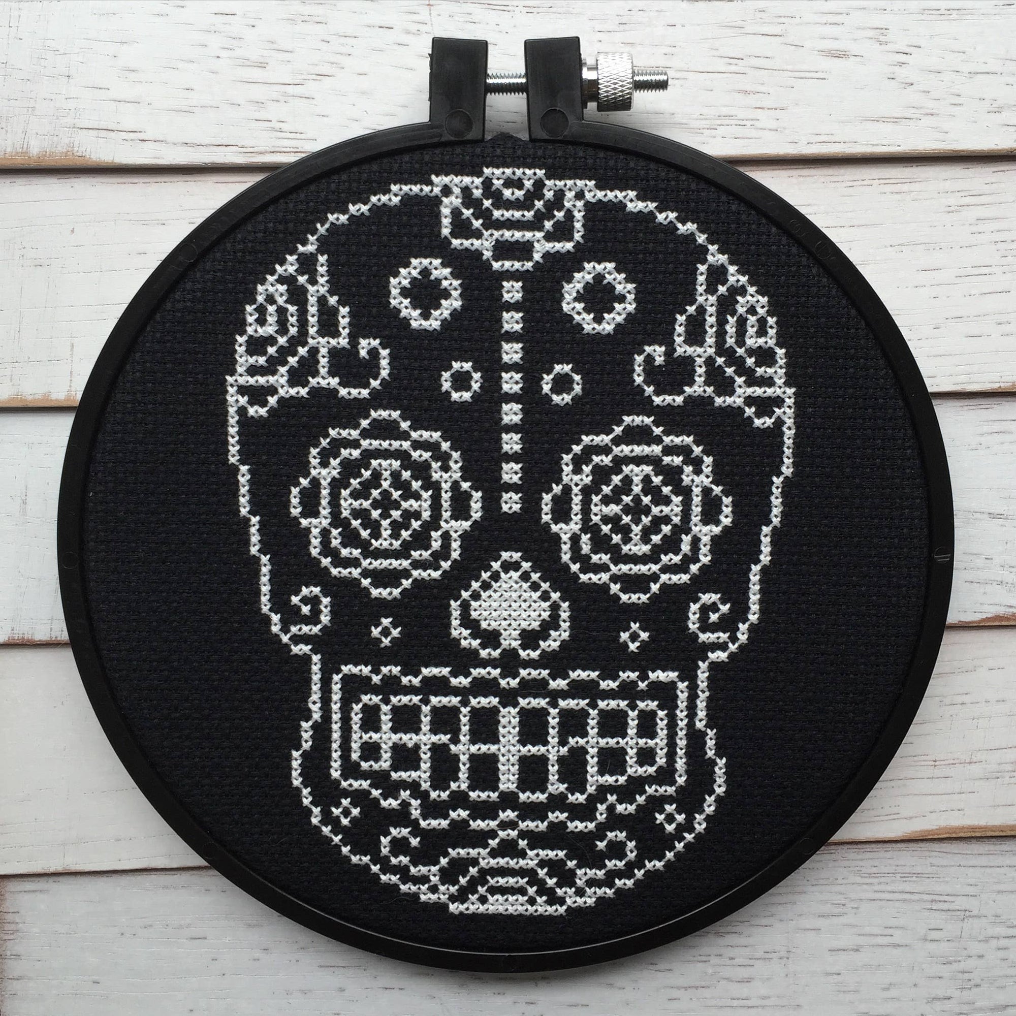 Black + White Sugar Skull - Cross Stitch Kit