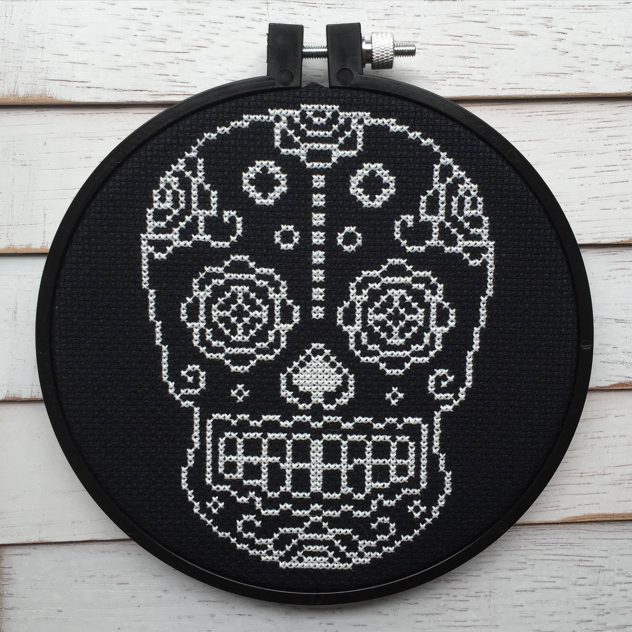Black + White Sugar Skull - Cross Stitch Kit