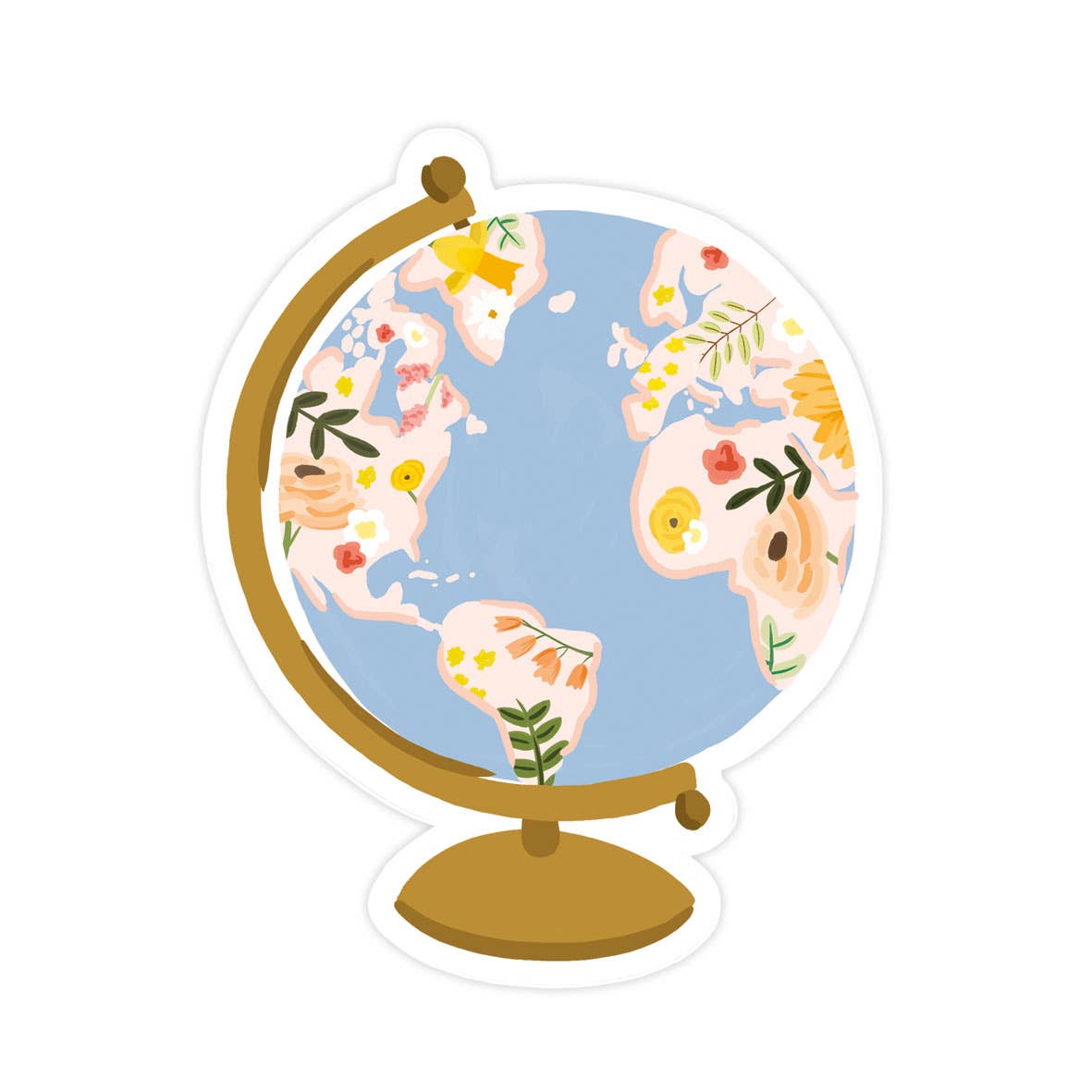 Floral Globe Vinyl Sticker