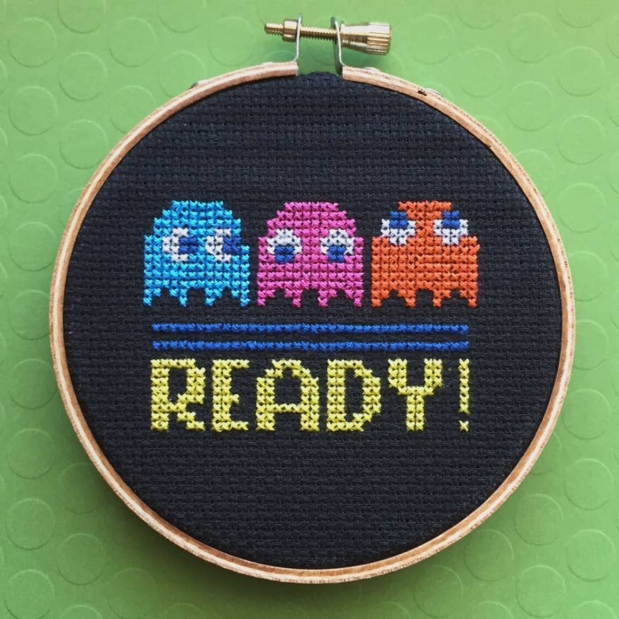 Pac Man Ghosts - Counted Cross Stitch DIY KIT