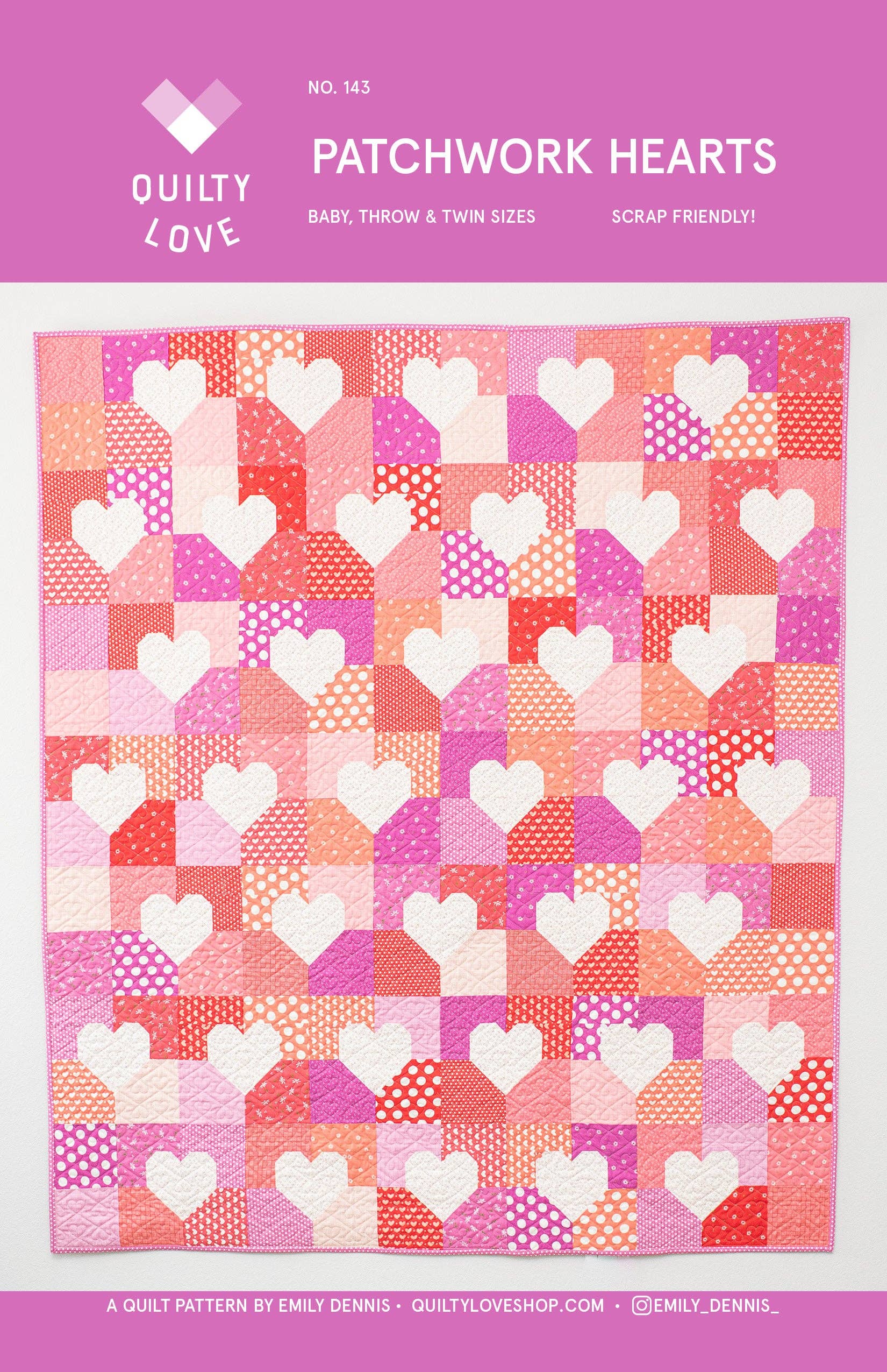 Patchwork Hearts Quilt Pattern - Quilty Love