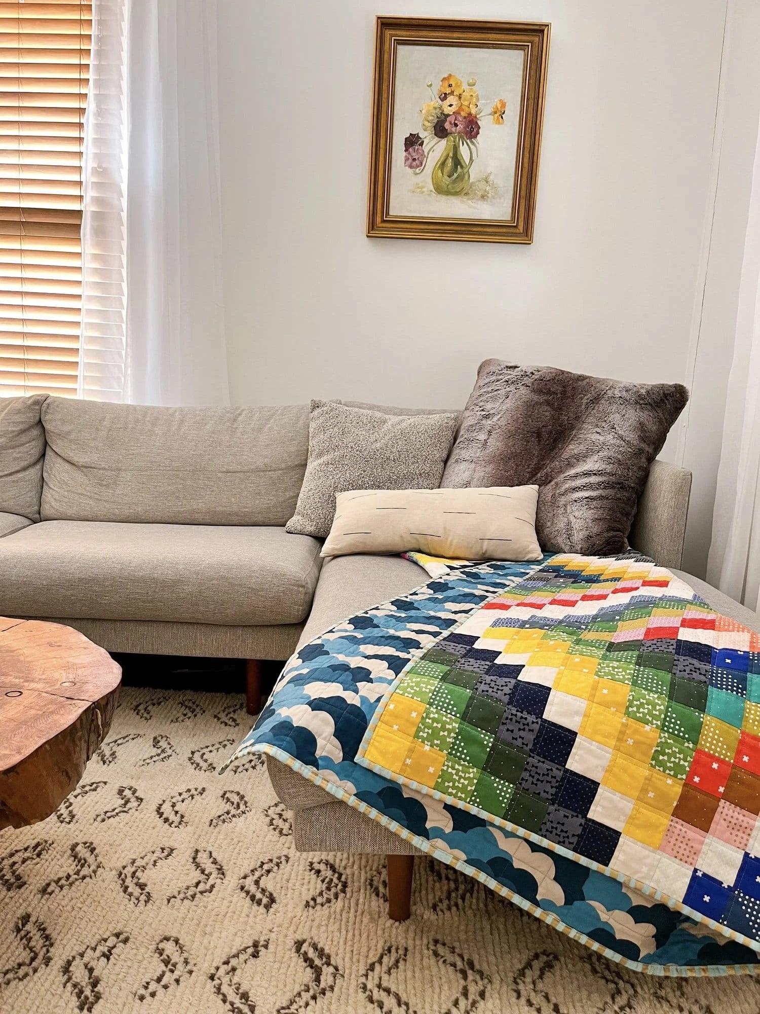 Agate Rainbow Scrappy Trip quilt