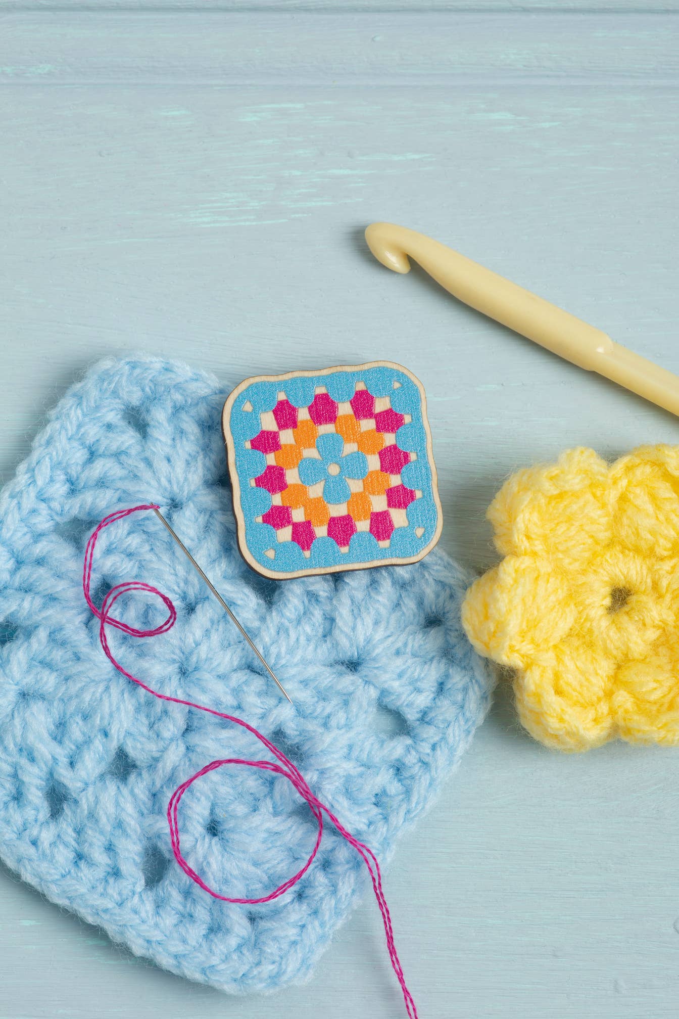 Granny Square Crochet Magnetic Needle Minder