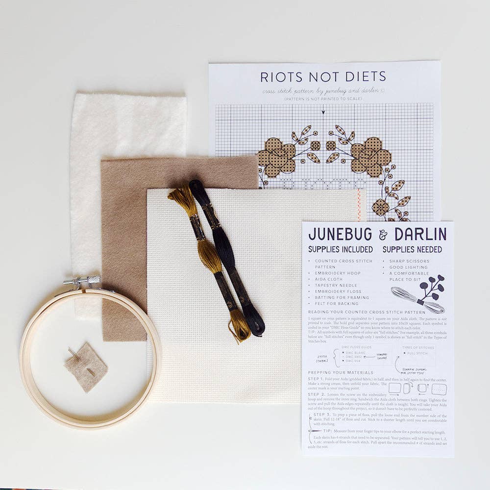 Riots not Diets - Counted Cross Stitch Kit