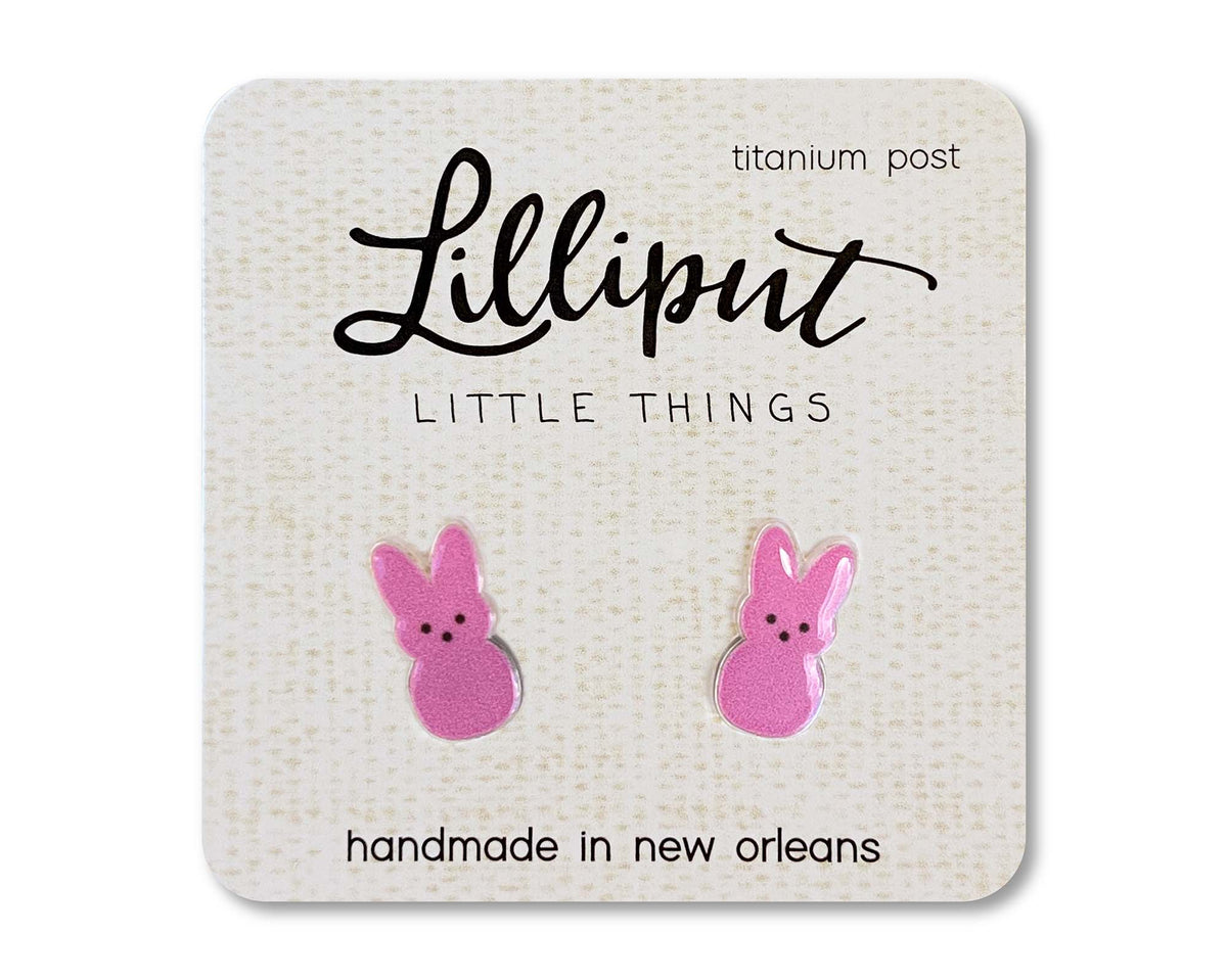 Marshmallow Bunny Earrings - Pink
