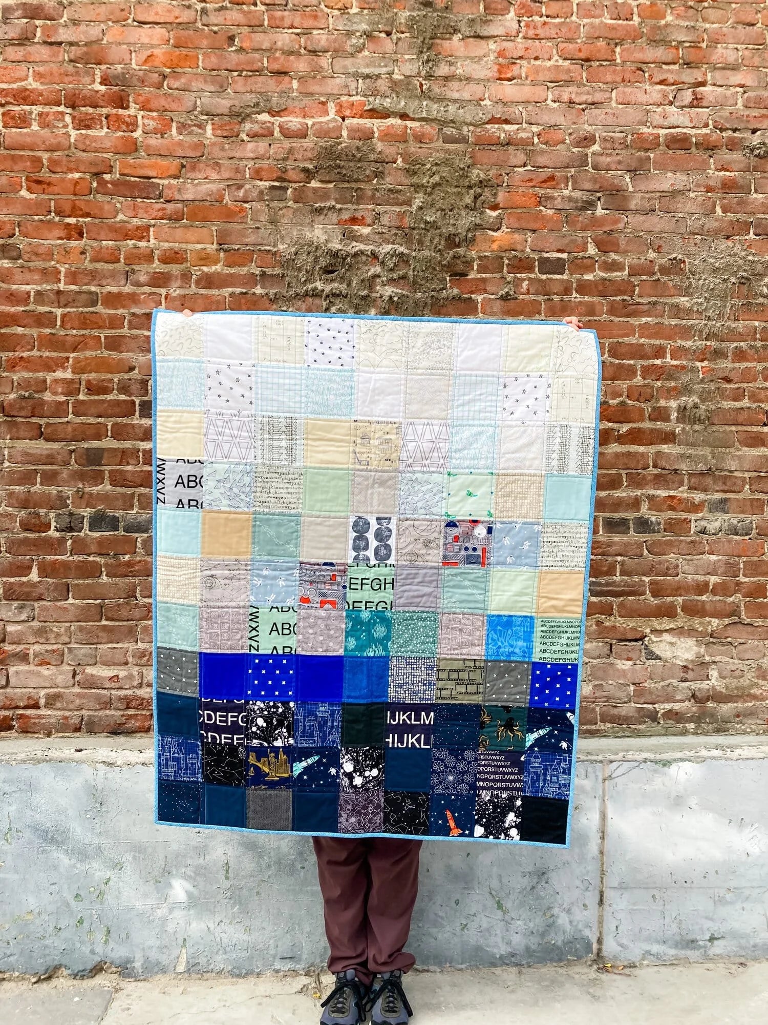Mod Blue I-Spy baby quilt