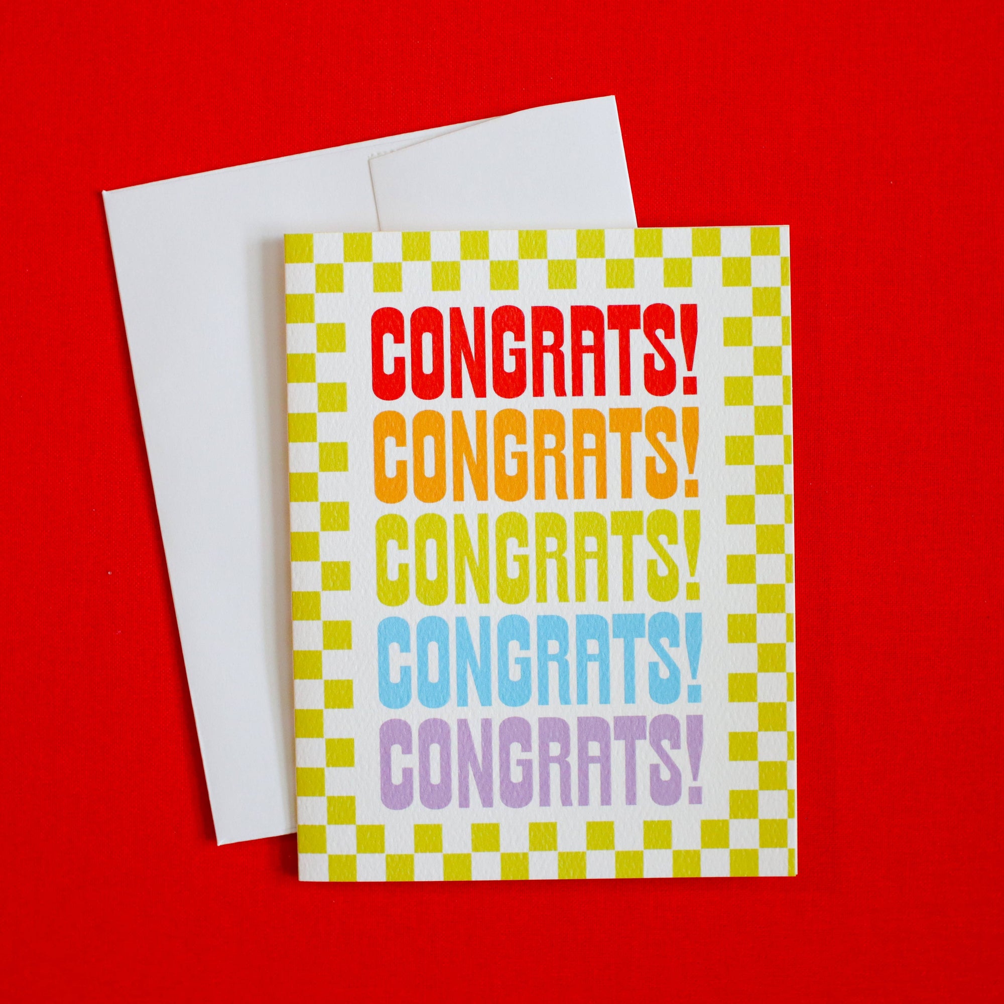 Congrats! Checker Border - greeting card