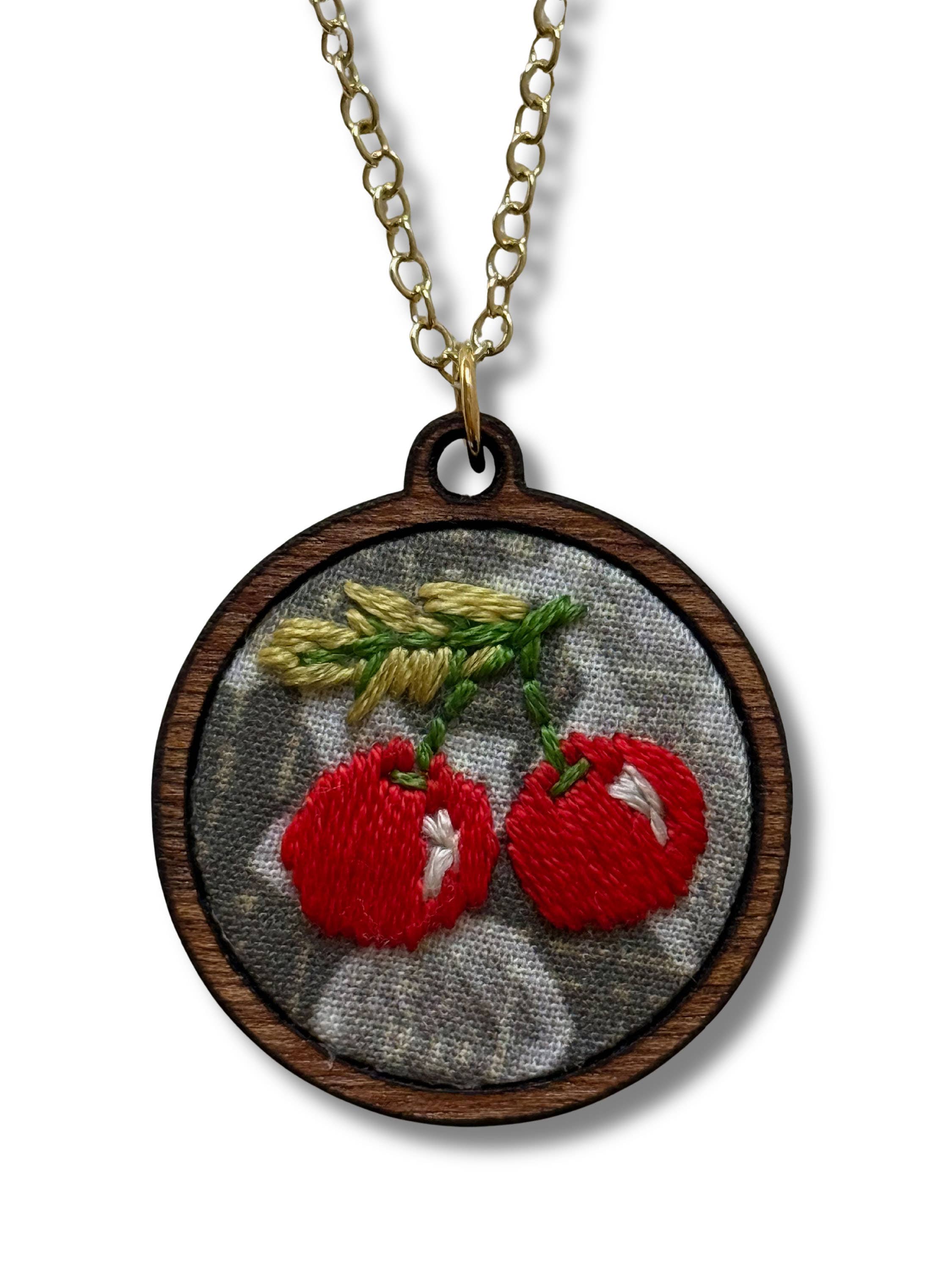 Cherries Embroidery Necklace Kit