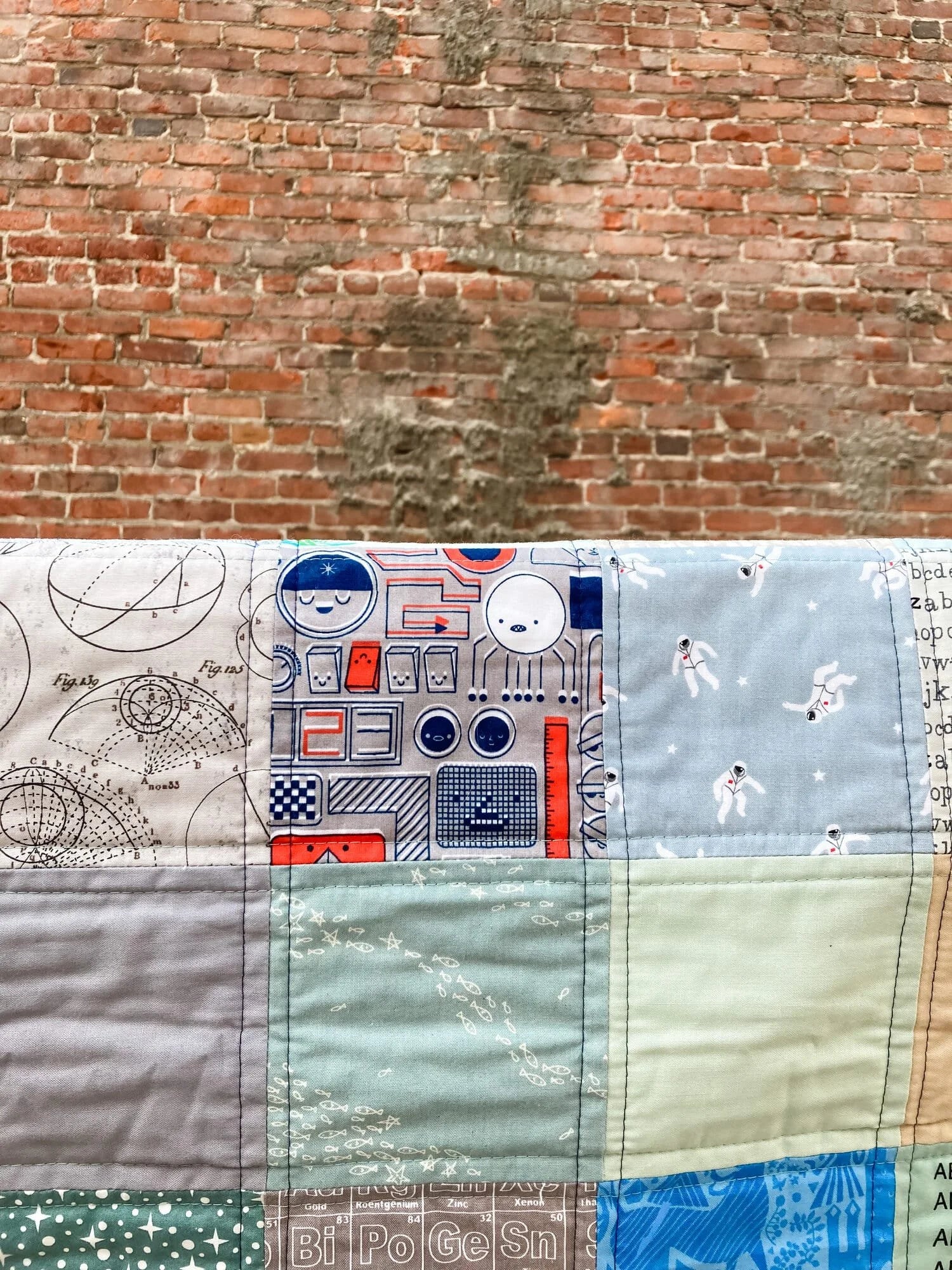 Mod Blue I-Spy baby quilt