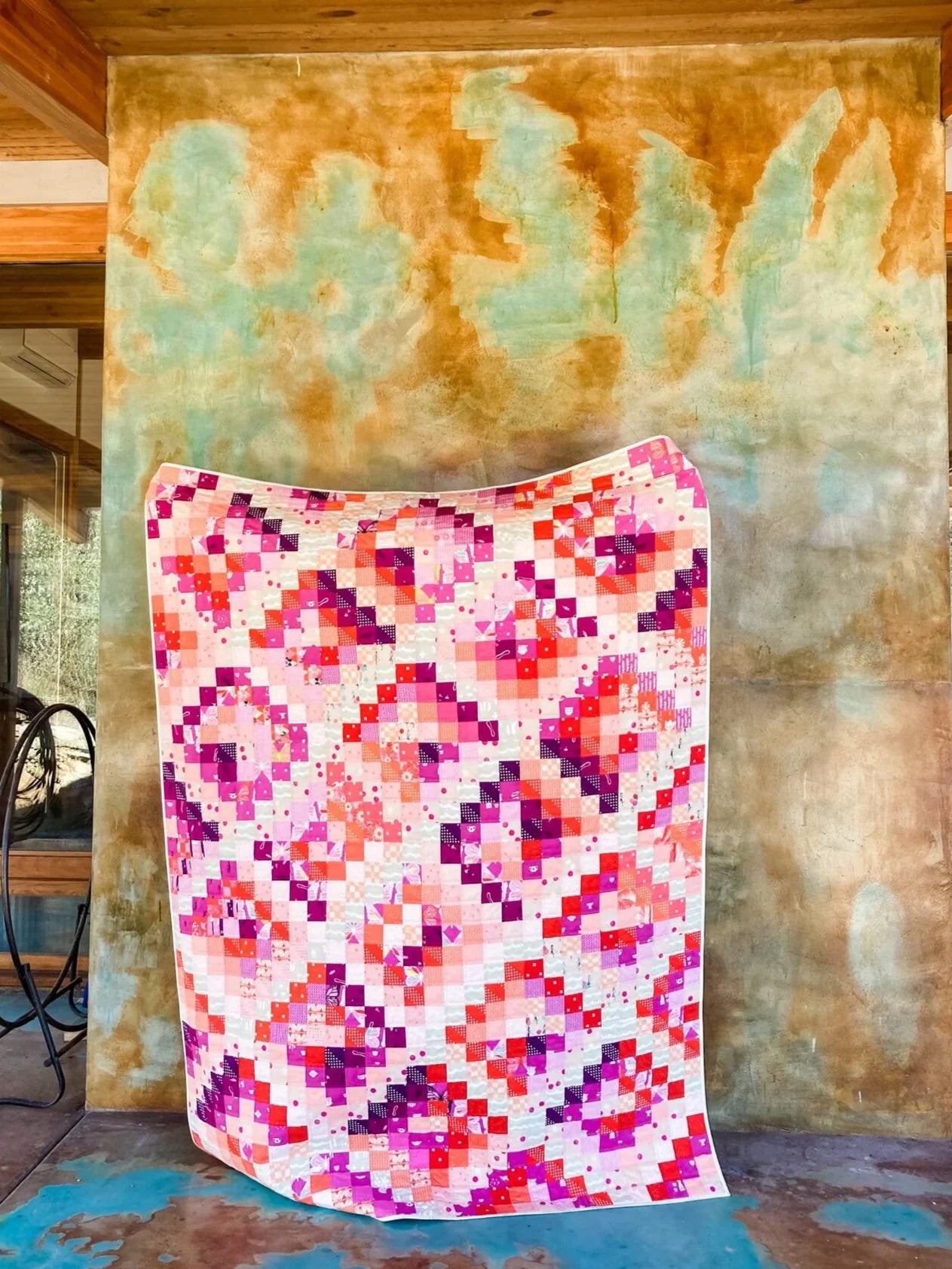 Pink Tourmaline Scrappy Trip quilt