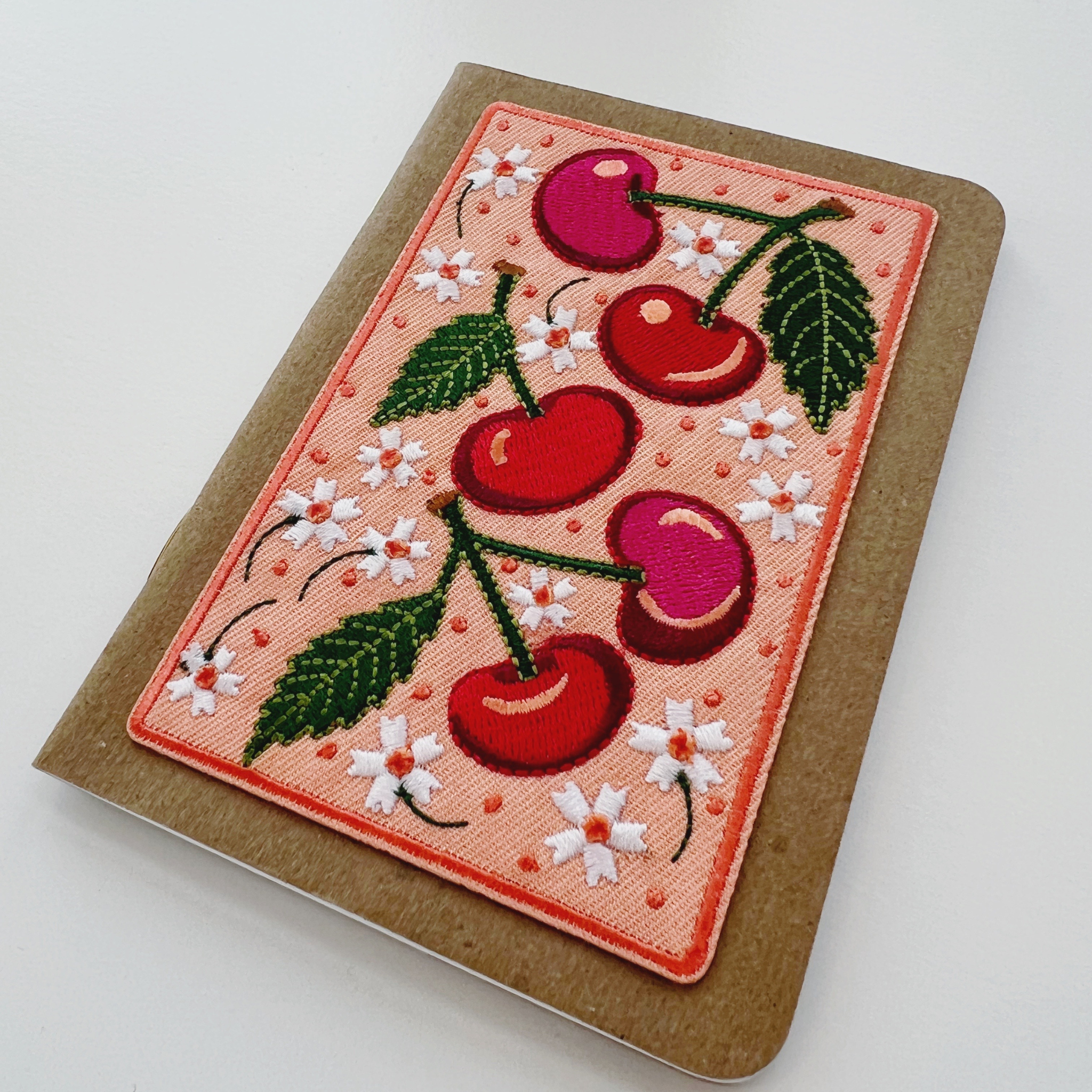 Cherries Embroidered Pocket Notebook