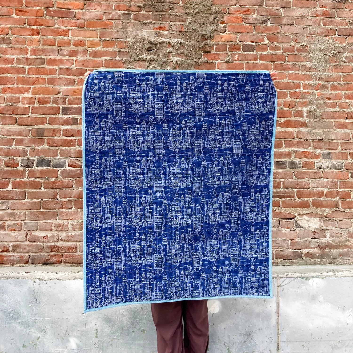 Mod Blue I-Spy baby quilt