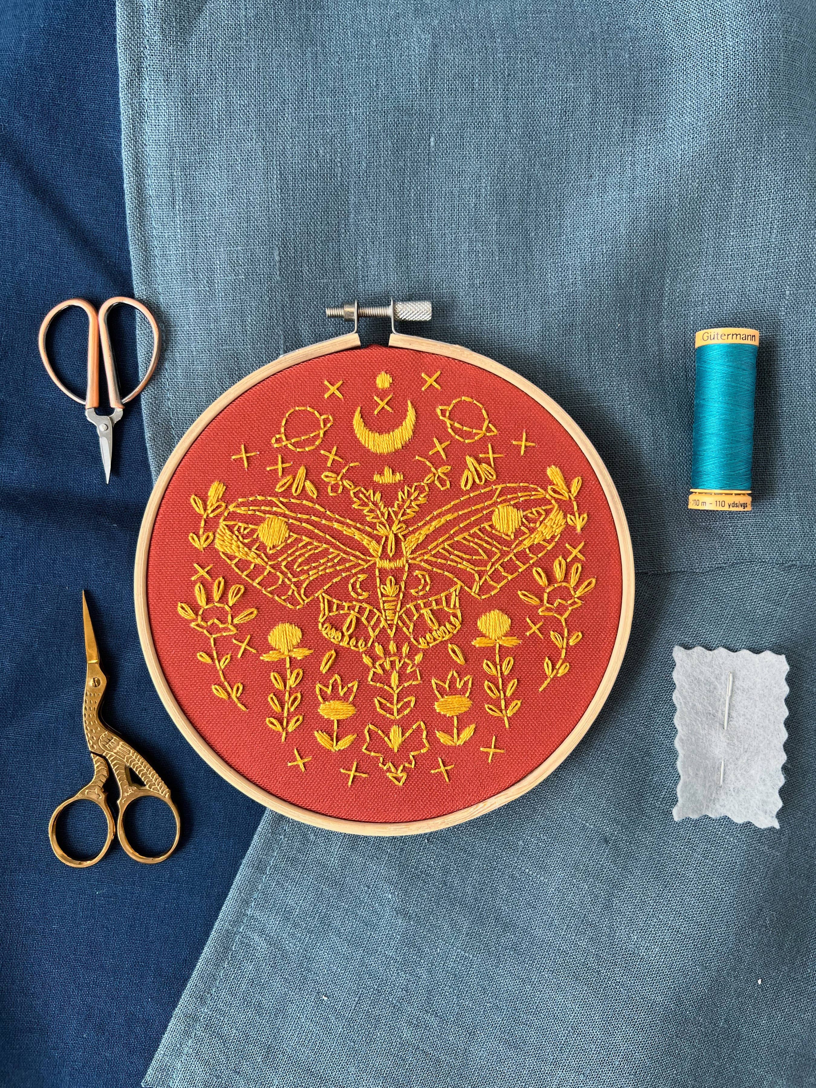 Golden Moth Embroidery Kit