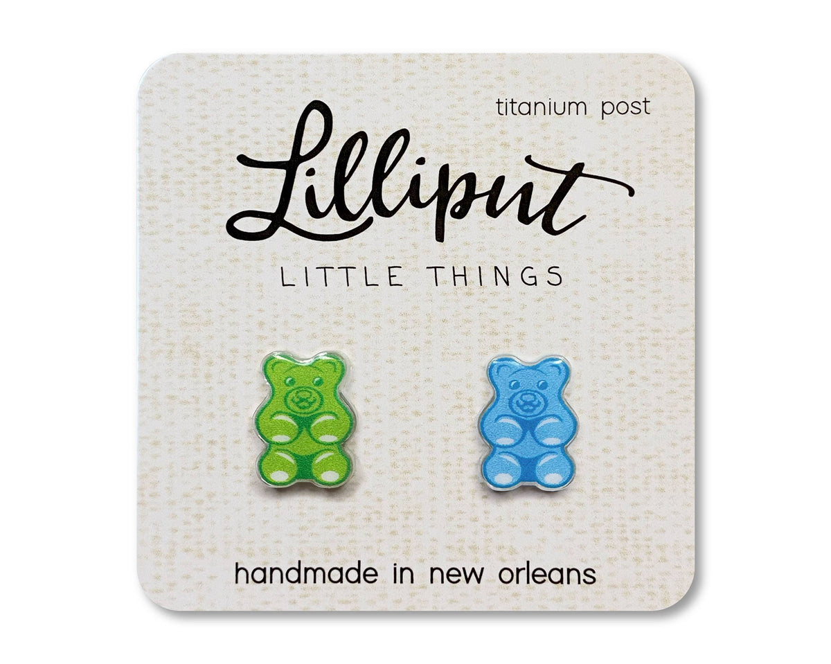 Gummy Bear Earrings - Green/Blue