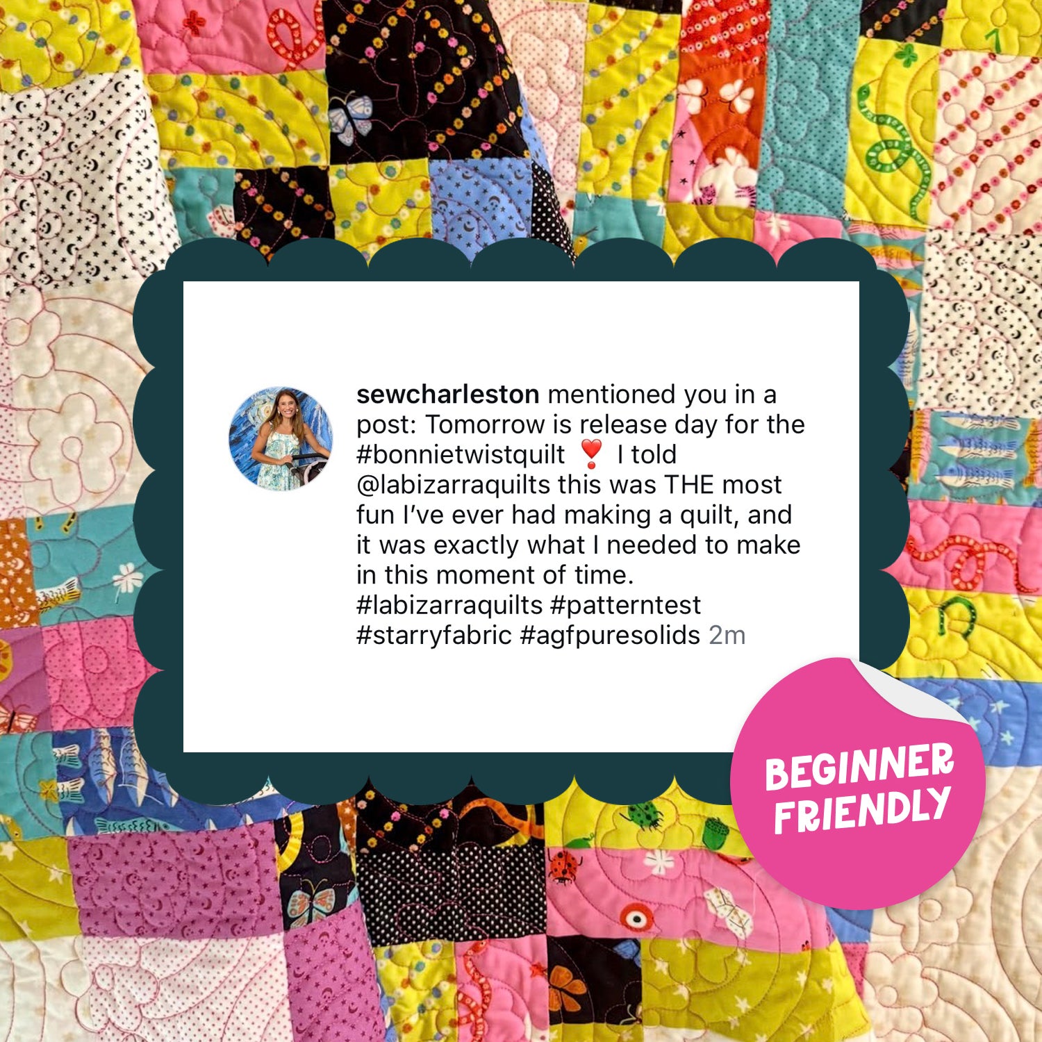Bonnie Twist Quilt Kit - Peekaboo Pink