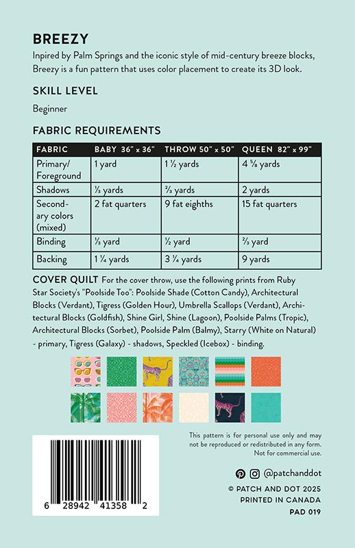 Breezy Quilt Pattern - Patch + Dot