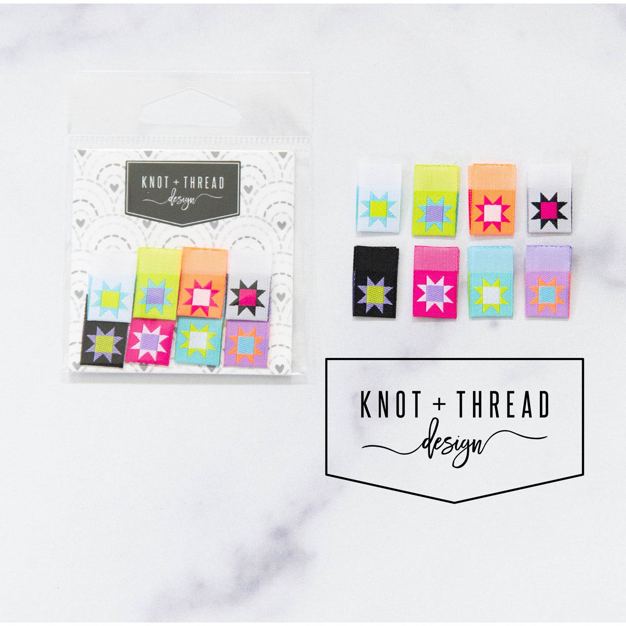 Sew In Woven Labels - Sawtooth Stars - Knot and Thread