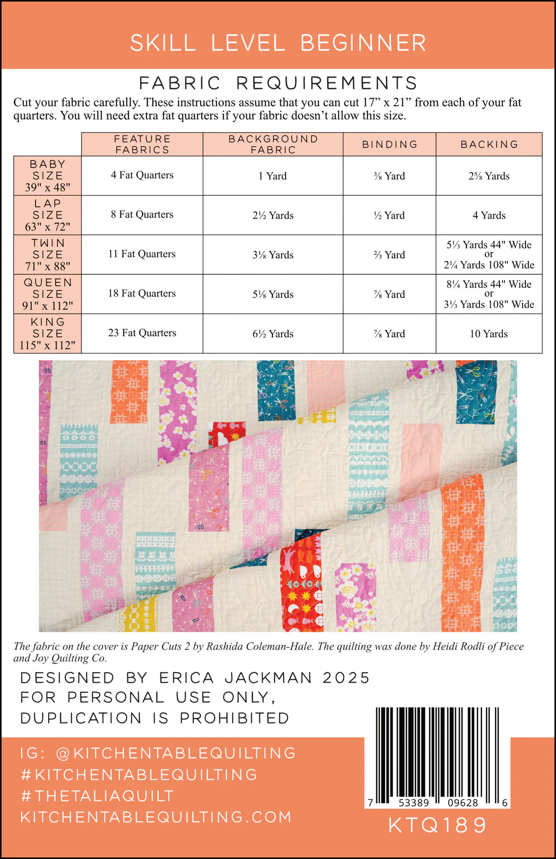 The Talia Quilt Pattern - Kitchen Table Quilting