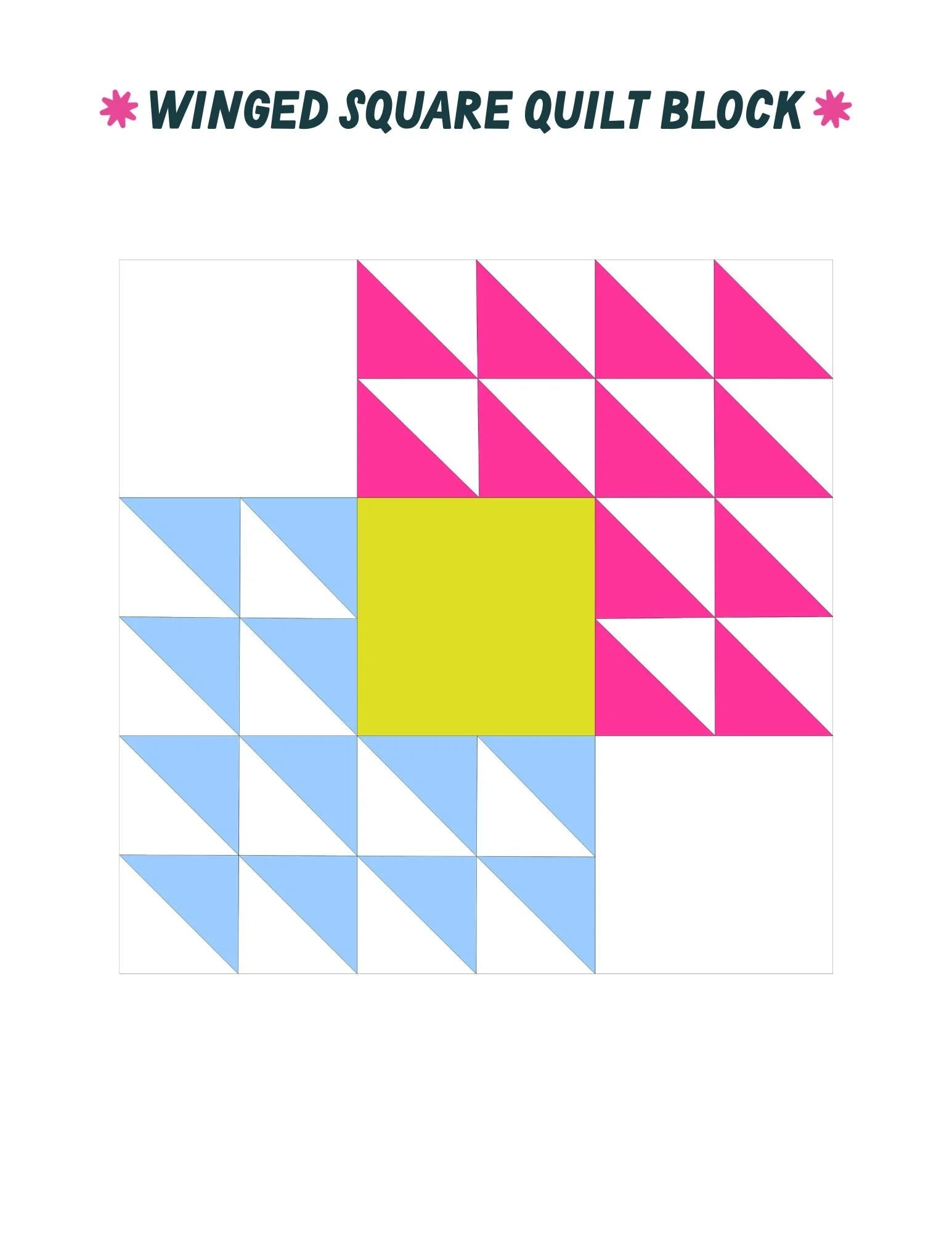 Winged Square quilt block PDF Freebie