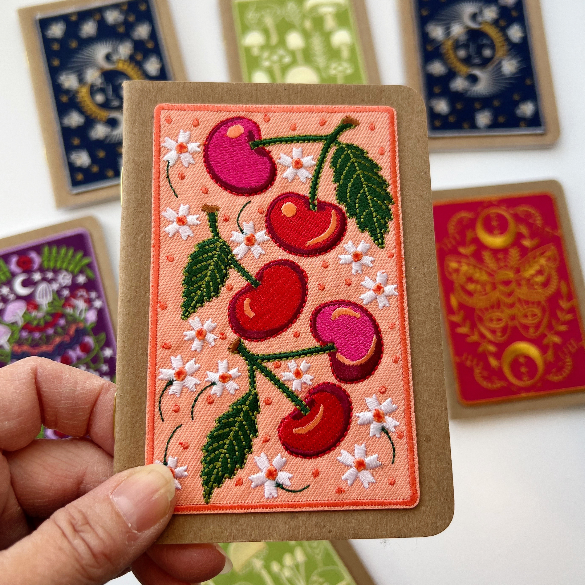 Cherries Embroidered Pocket Notebook