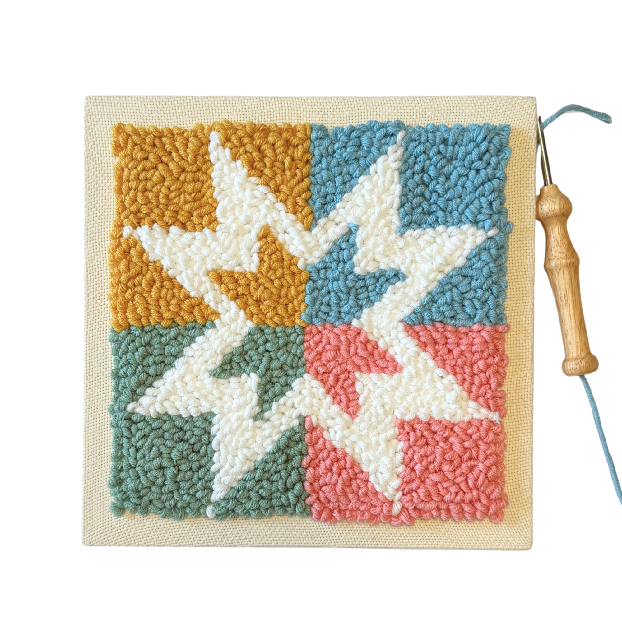 Sisters Star Quilt Block Pastels - DIY Punch Embroidery Kit