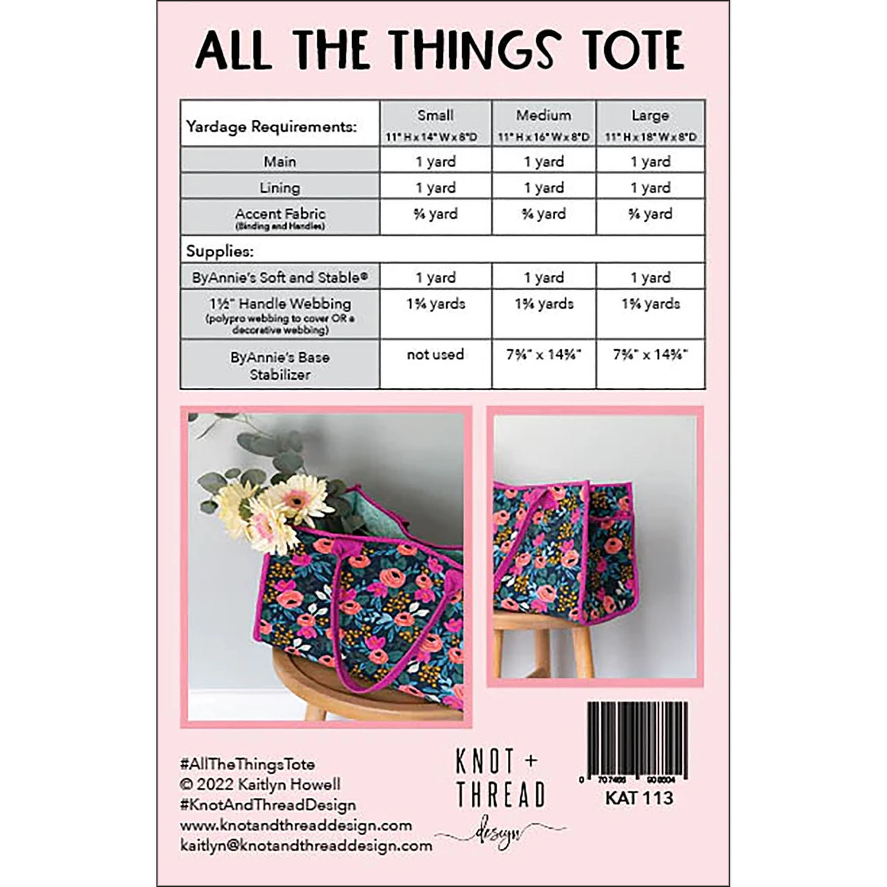 All Things Tote Pattern - Knot and Thread