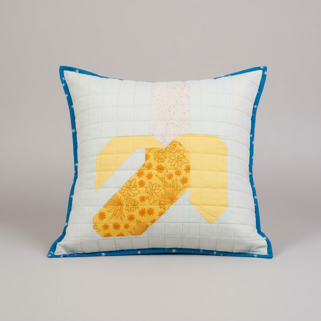 Banana Pop Art Quilted Throw Pillow