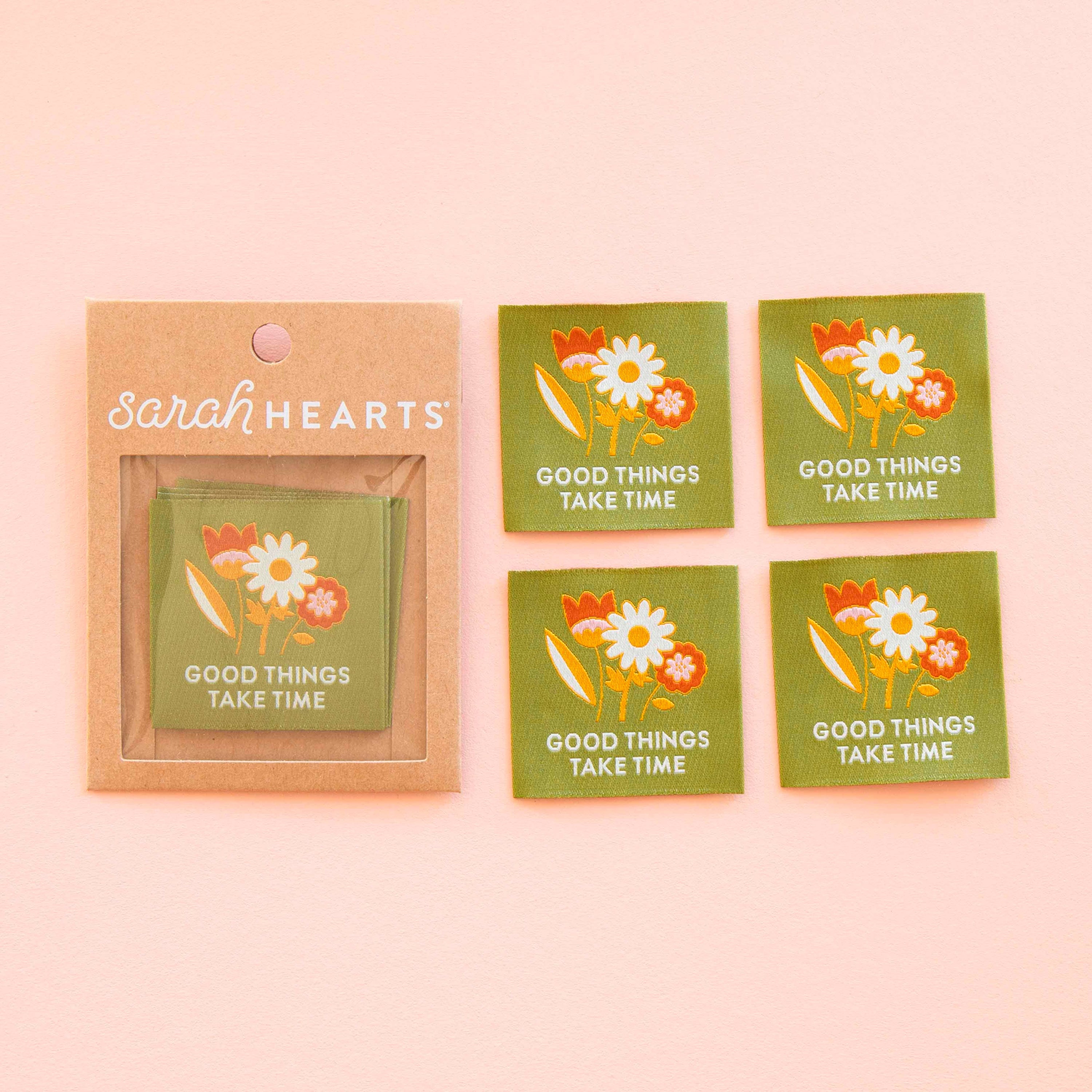 Good Things Take Time Woven Sewing Labels