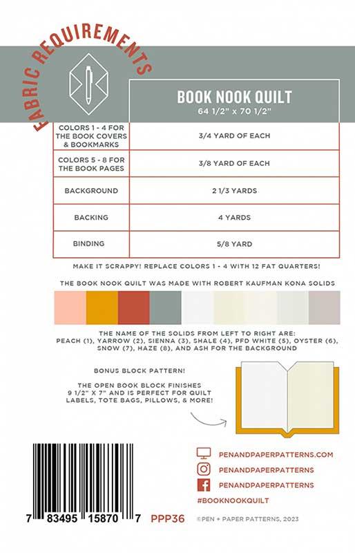 Book Nook Quilt Pattern - Pen + Paper Patterns