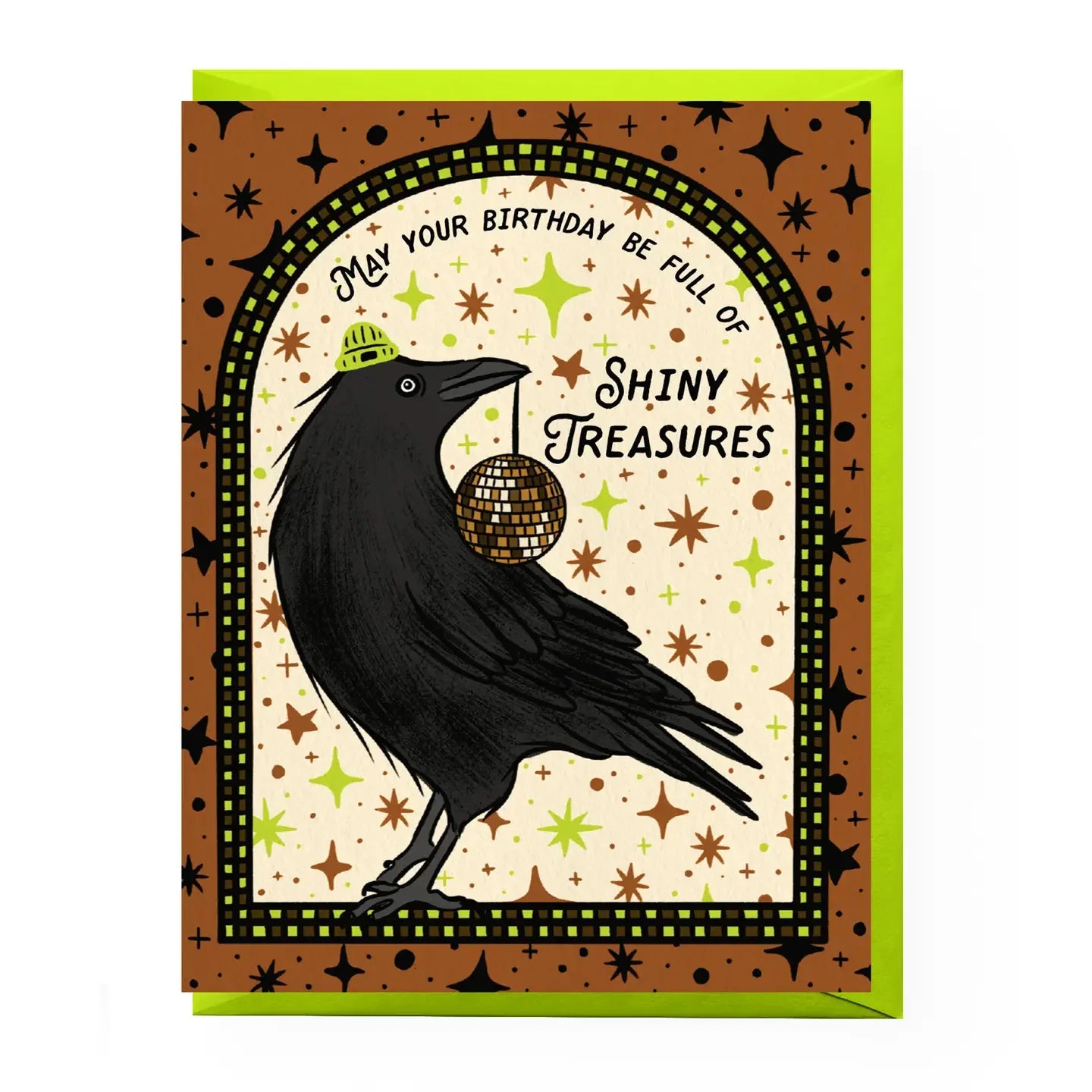 Crow Shiny Treasures Birthday Card