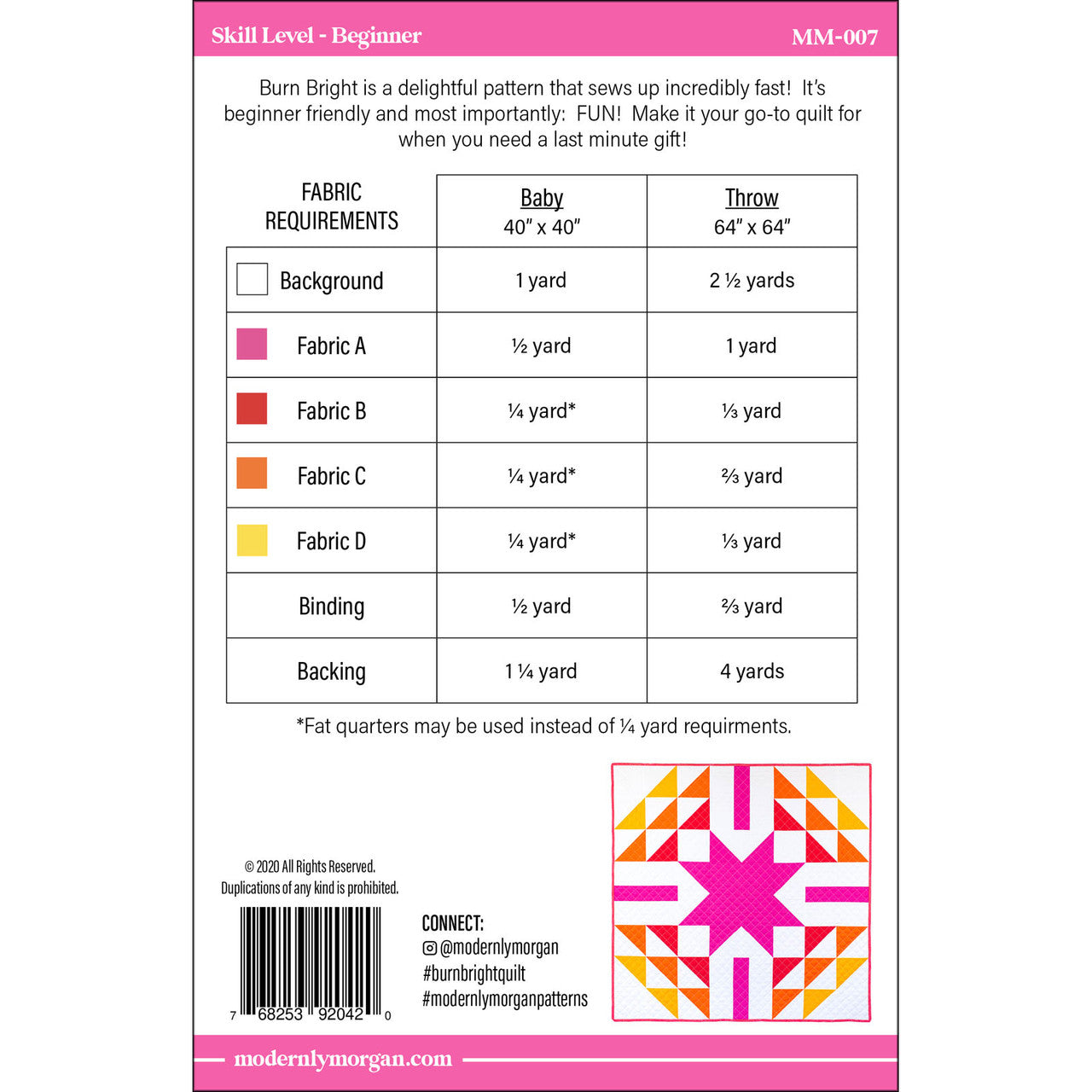 Burn Bright Quilt Pattern - Modernly Morgan
