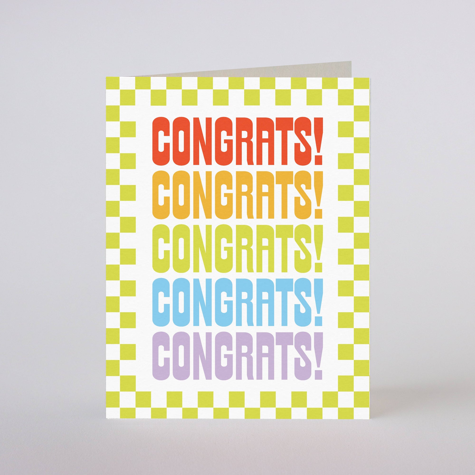 Congrats! Checker Border - greeting card