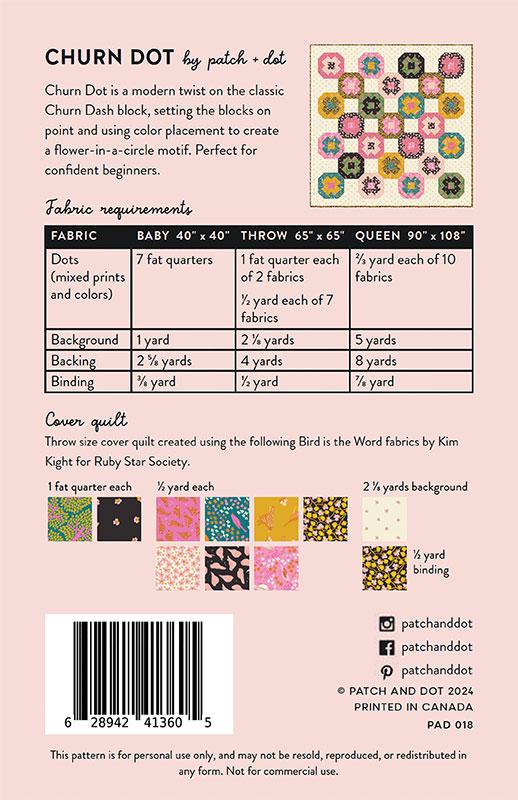 Churn Dot Quilt Pattern - Patch + Dot