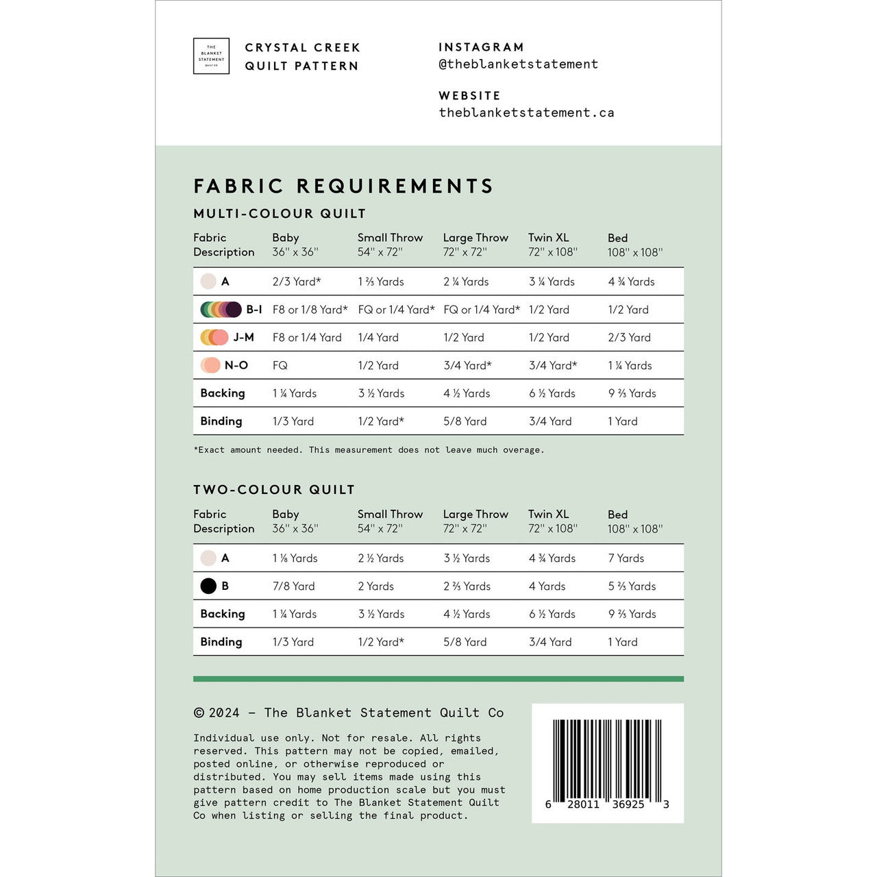 Crystal Creek Quilt Pattern - Blanket Statement