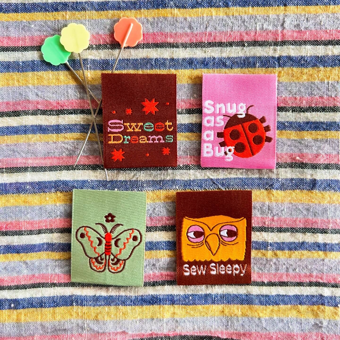 Sleepy Head Pack Woven Labels - Cotton and Ochre