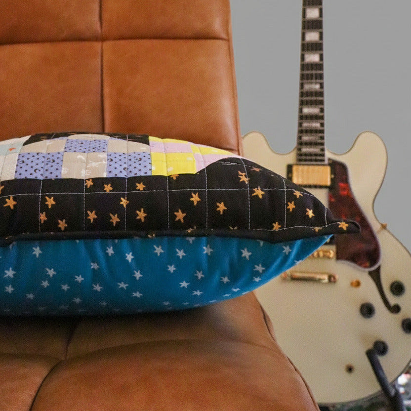 Disco Star Quilted Throw Pillow - Cool Colors