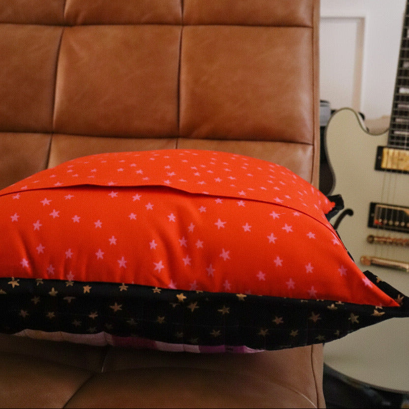 Disco Star Quilted Throw Pillow - Warm Colors