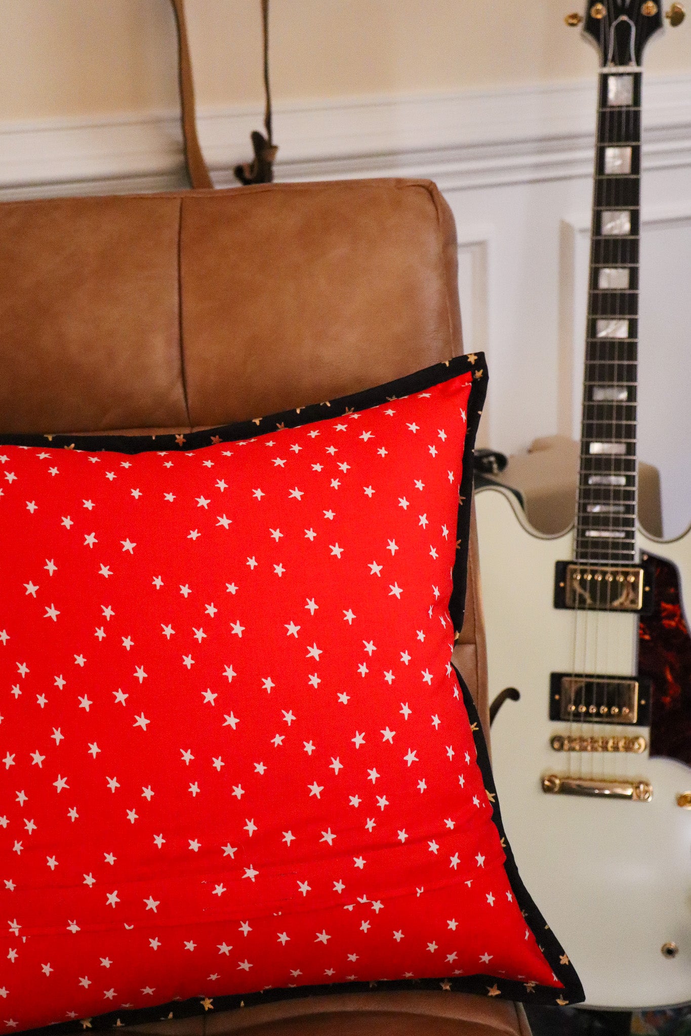 Disco Star Quilted Throw Pillow - Warm Colors