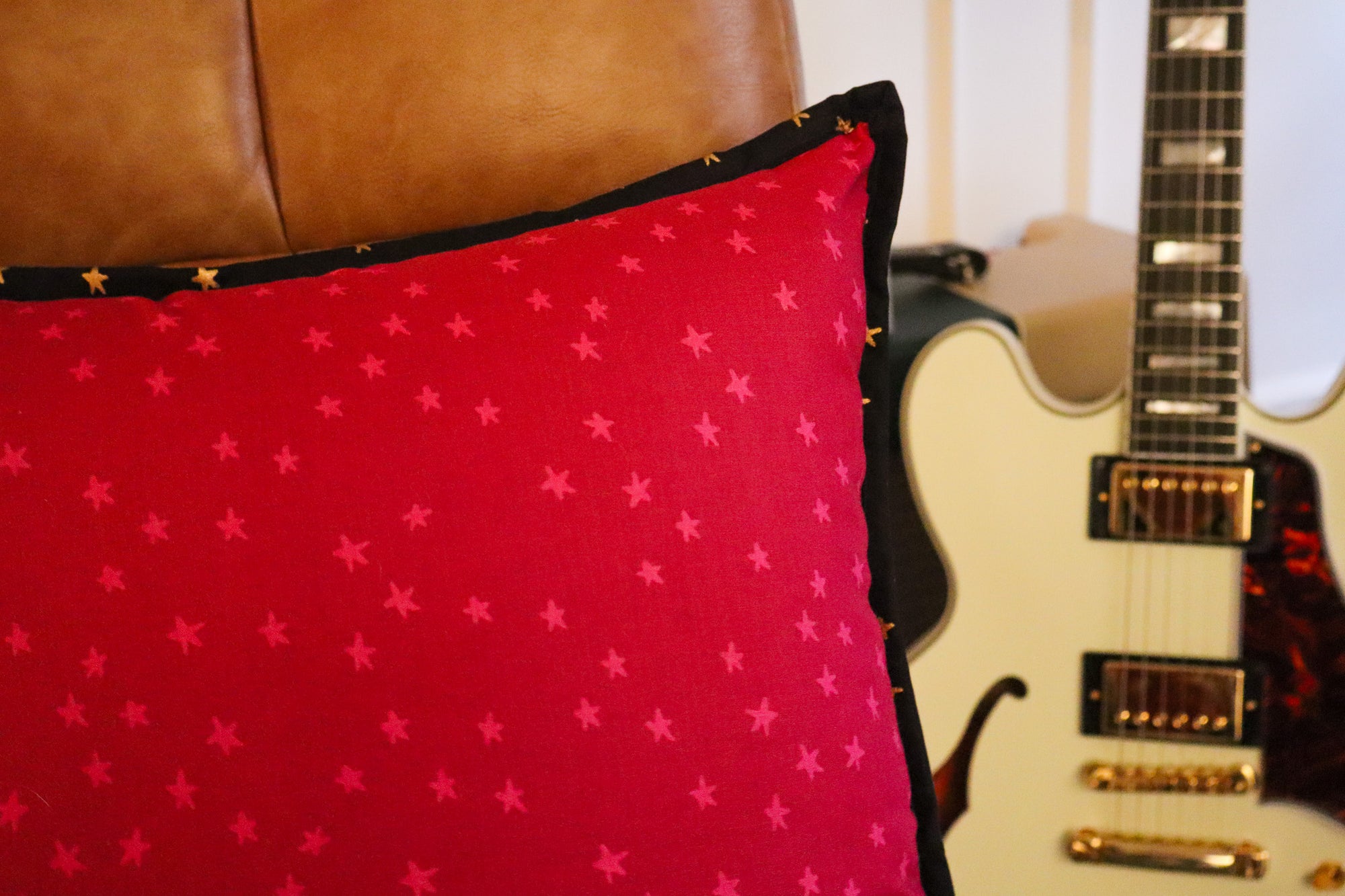 Disco Star Quilted Throw Pillow - Warm Colors