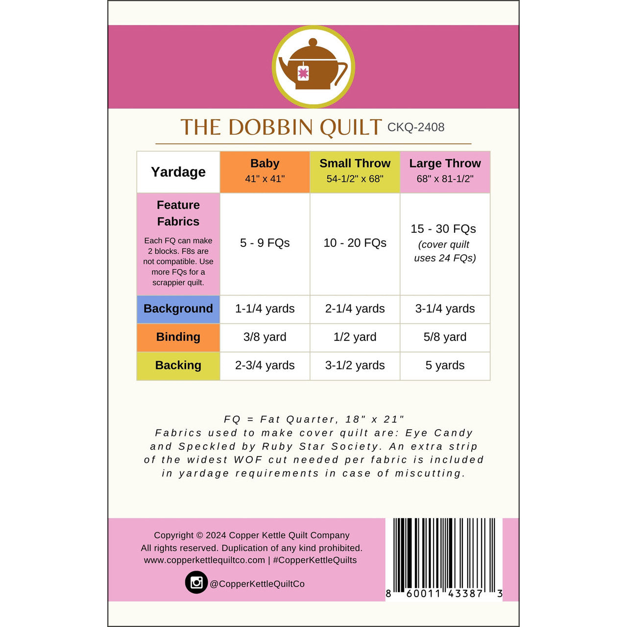 Dobbin Quilt Pattern - Copper Kettle Quilt Co.