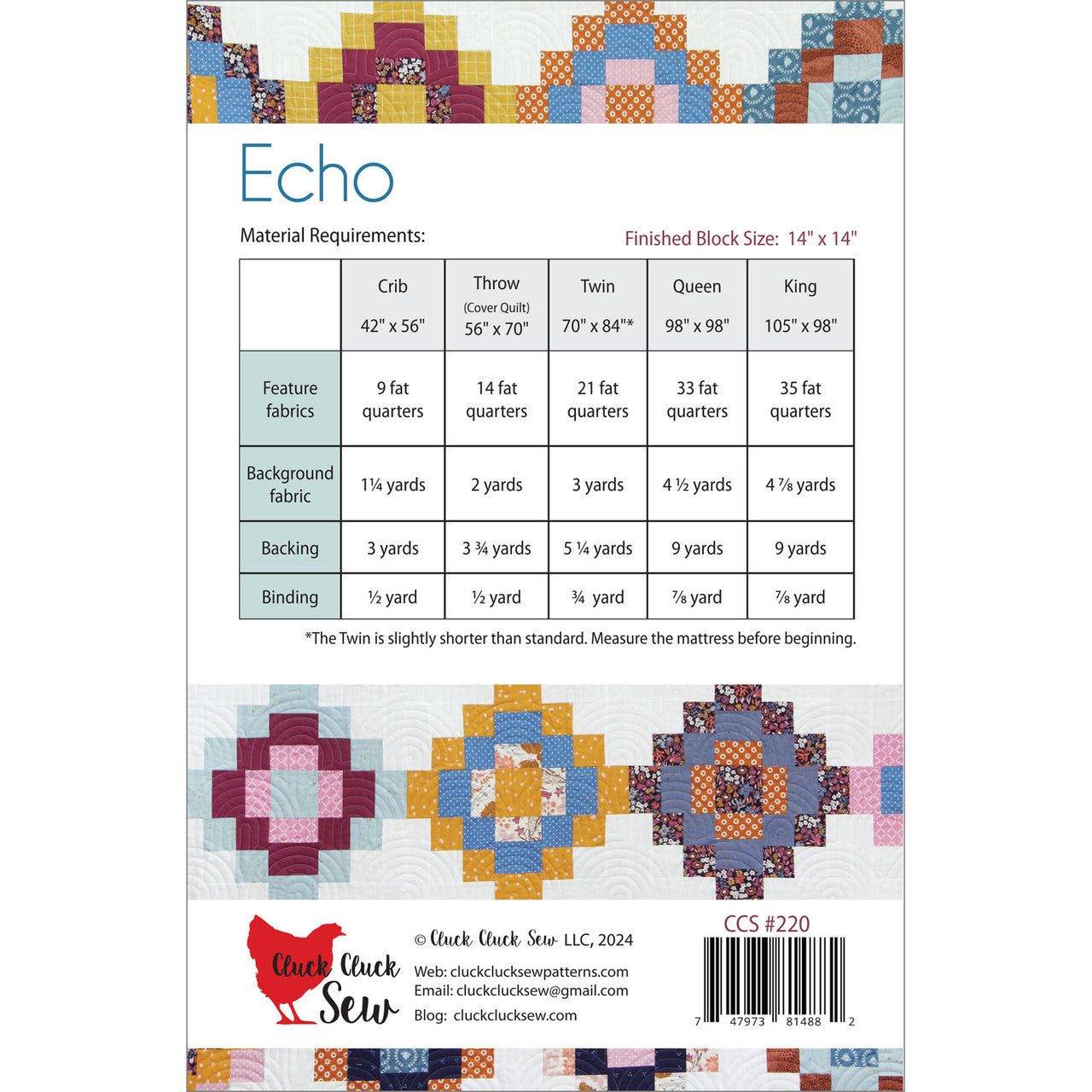 Echo Quilt Pattern - Cluck Cluck Sew