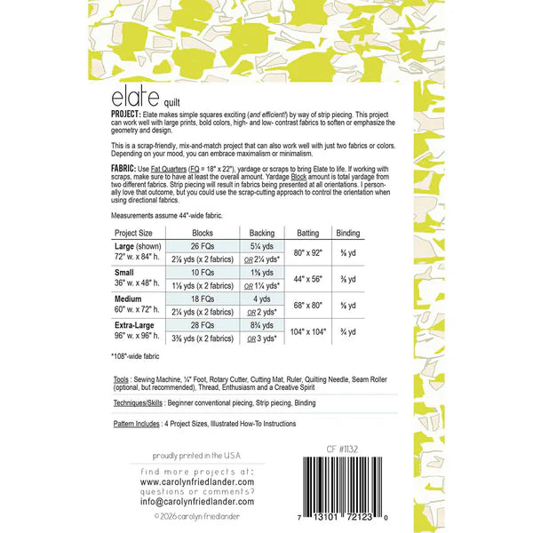 Elate Quilt Pattern - Carolyn Friedlander