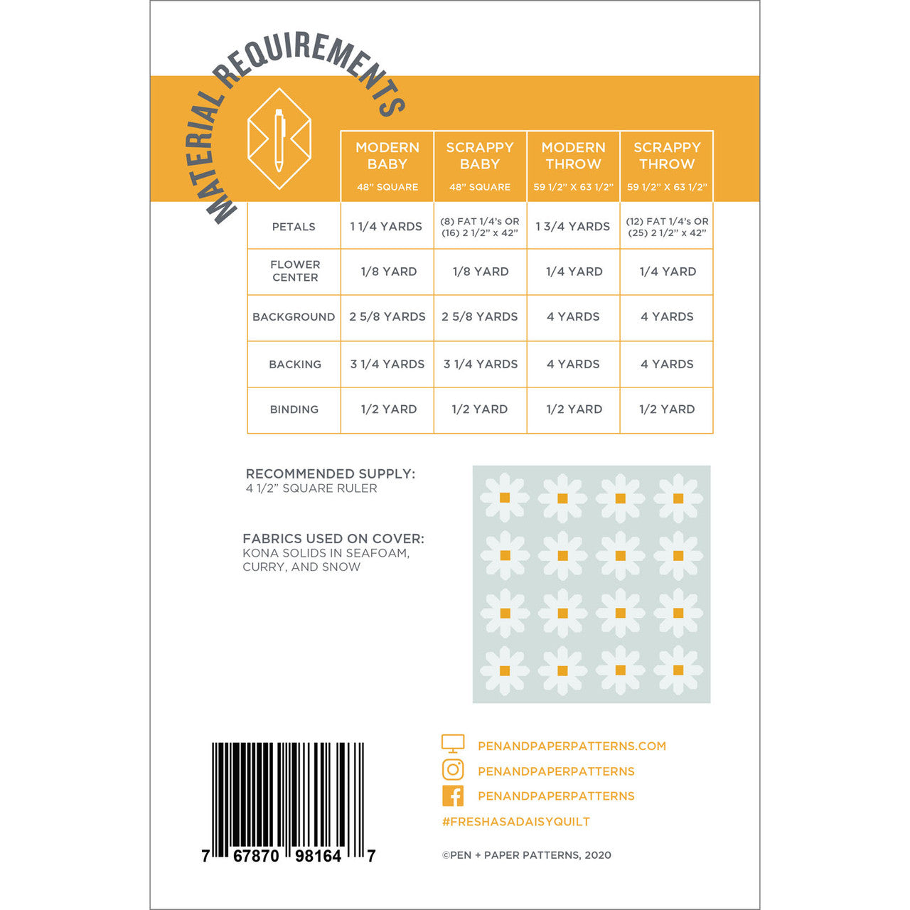 Fresh as a Daisy Quilt Pattern - Pen + Paper Patterns