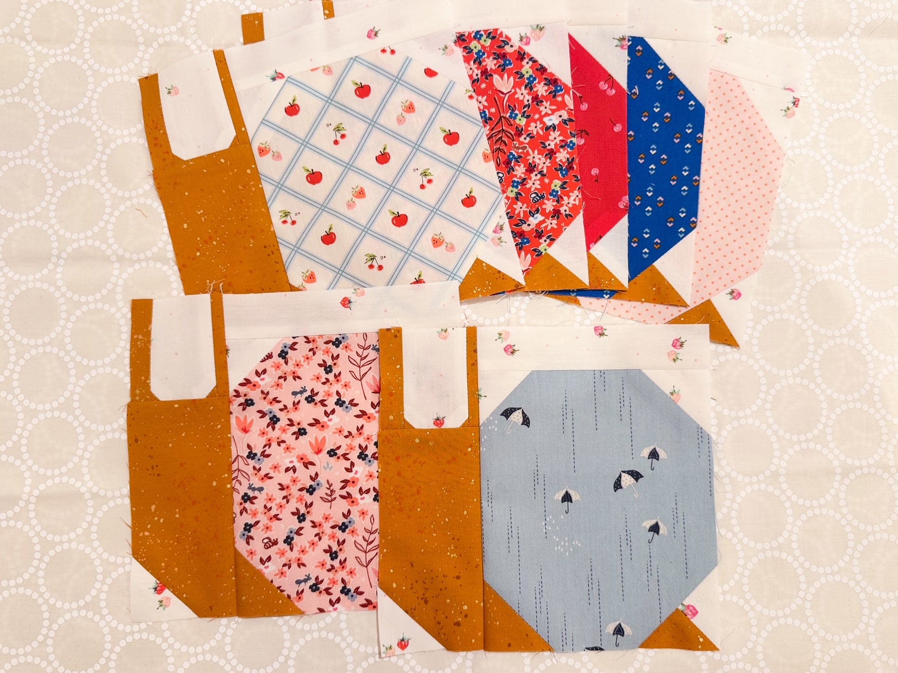colorful garden snails quilt blocks