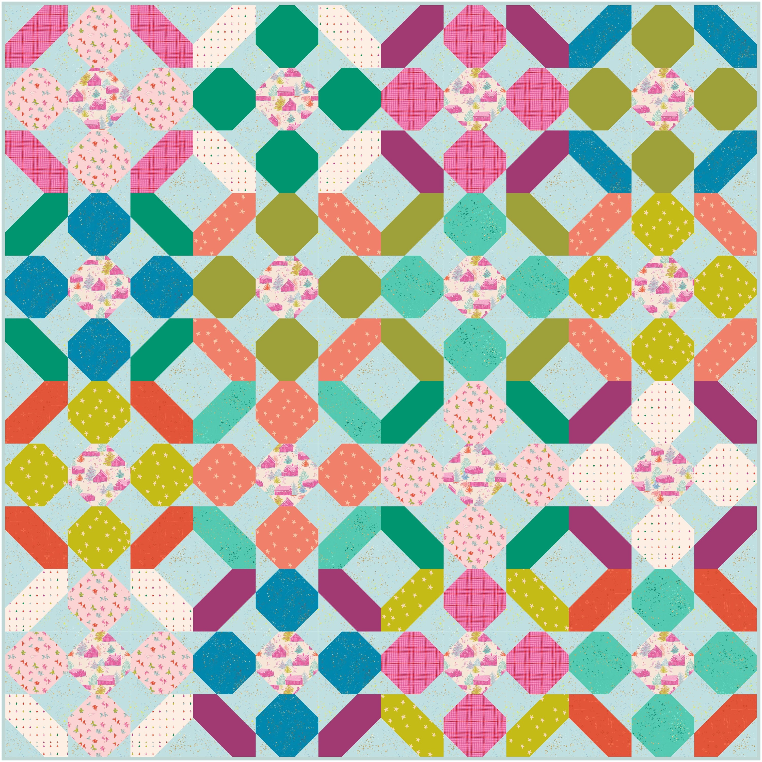 Knuffel Quilt Kit - Christmas in Color