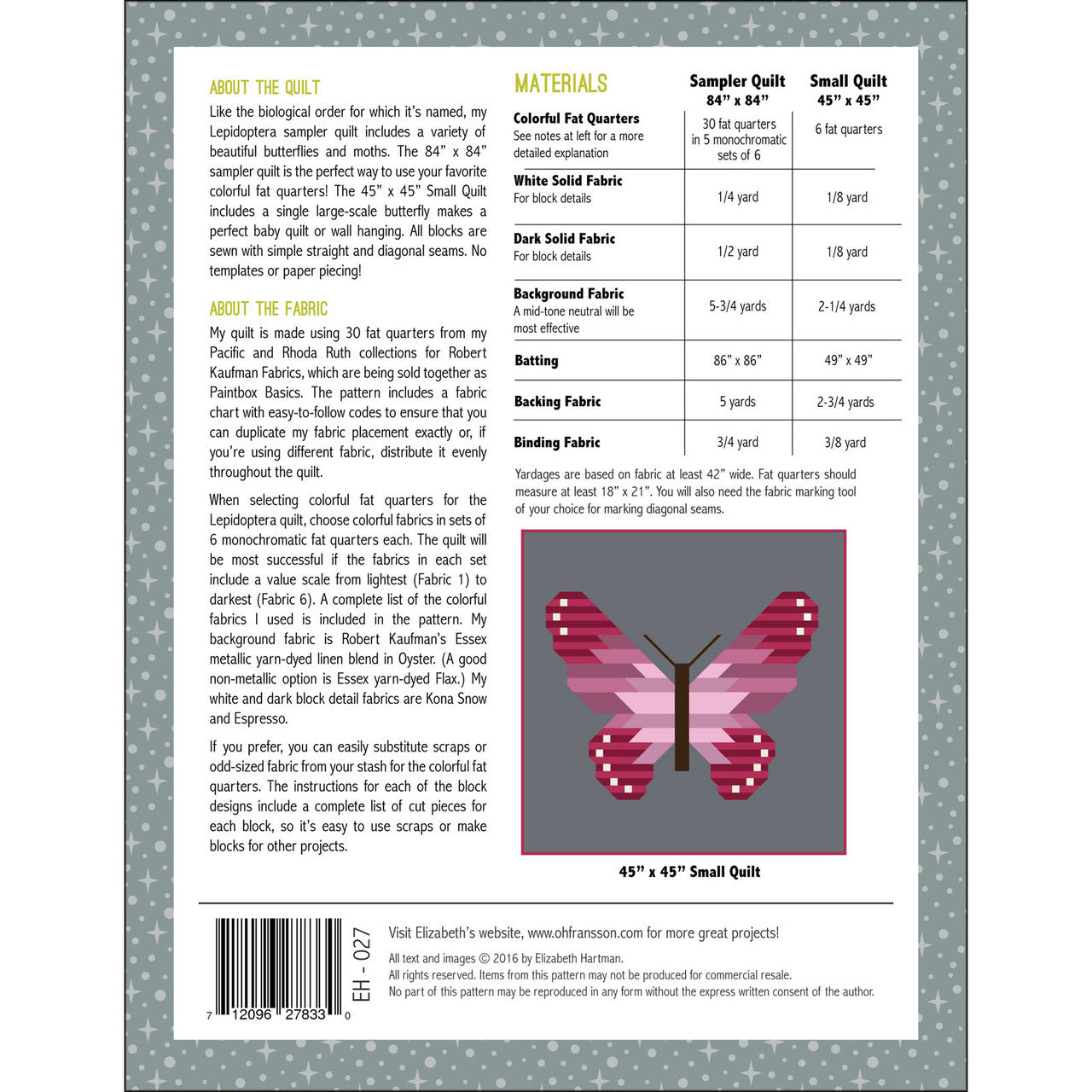 Lepidoptera Quilt Pattern - Elizabeth Hartman