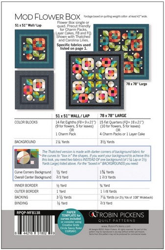 Mod Flower Box Quilt Pattern - Robin Pickens