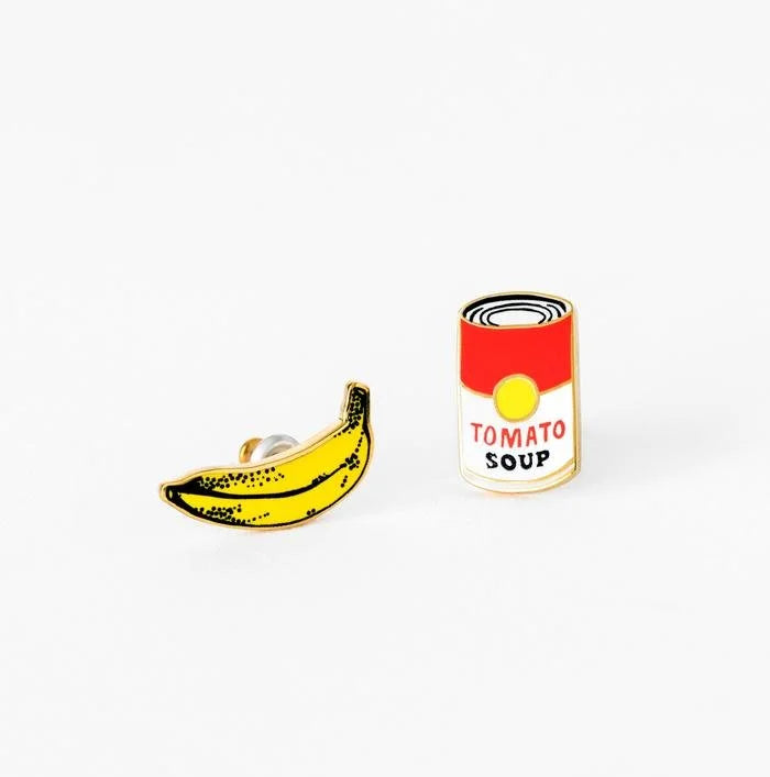 Pop Art Banana & Soup Can earrings
