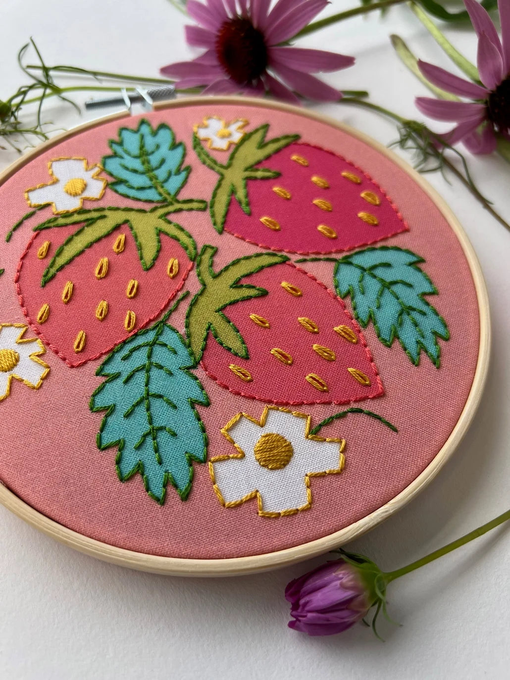 Strawberries - Beginner Embroidery Kit
